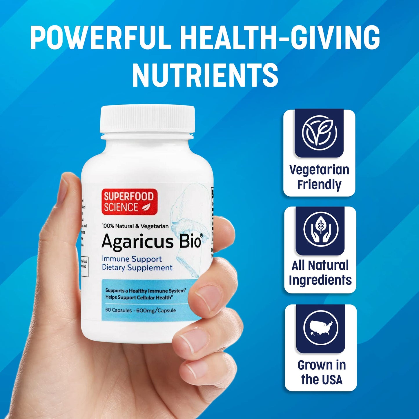 Superfood Science Agaricus Bio 600 mg Capsule 60 Count