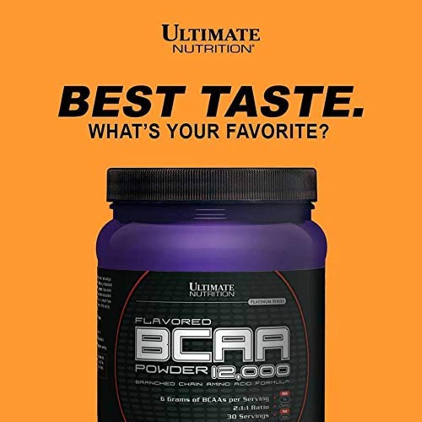 Ultimate Nutrition Flavored BCAA Powder - Caffeine Free with 3g Leucine, 1.5g Valine, 1.5g Isoleucine, Orange, 8 Ounce