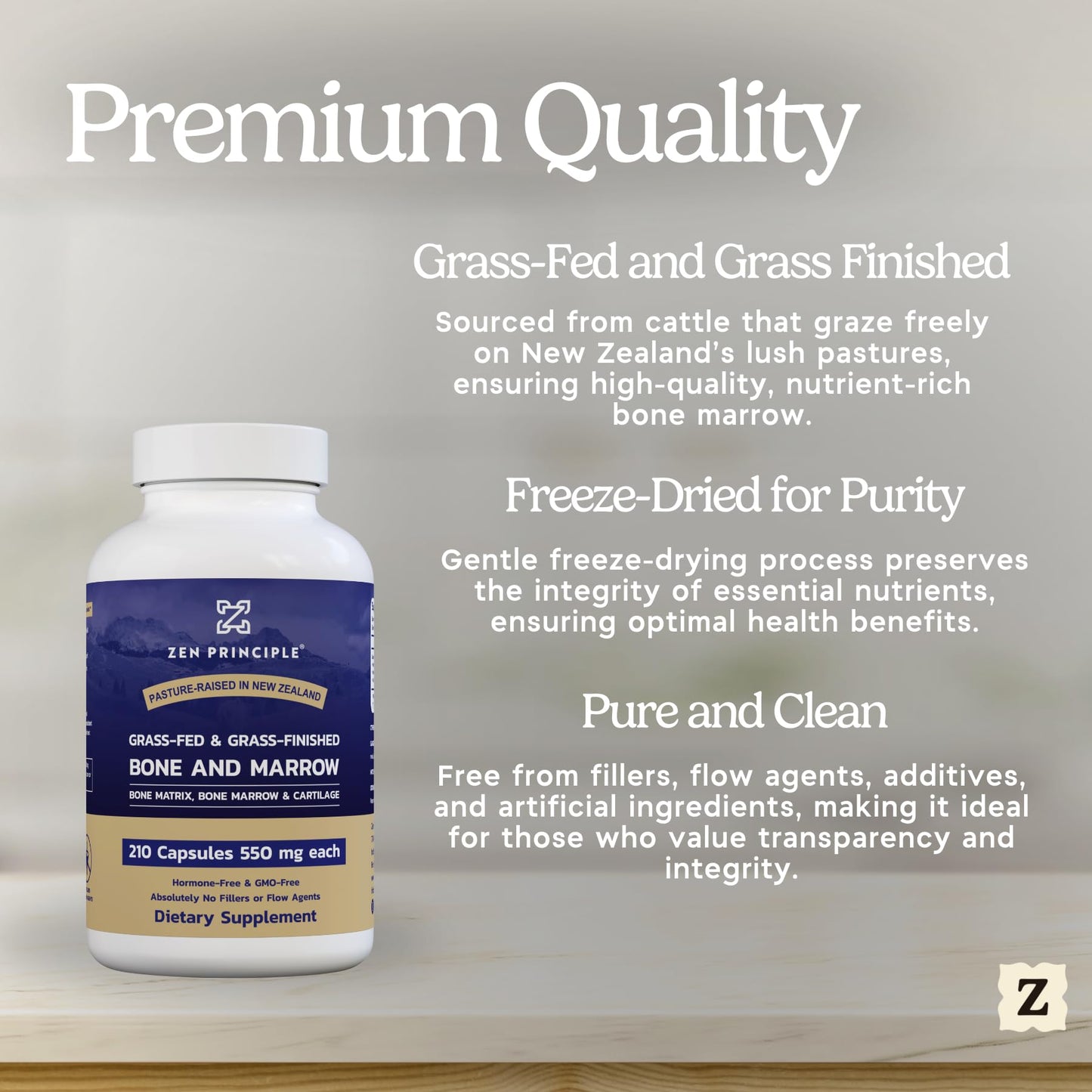 Zen Principle Grass Fed Beef Bone Marrow Supplement Capsules 210 Count