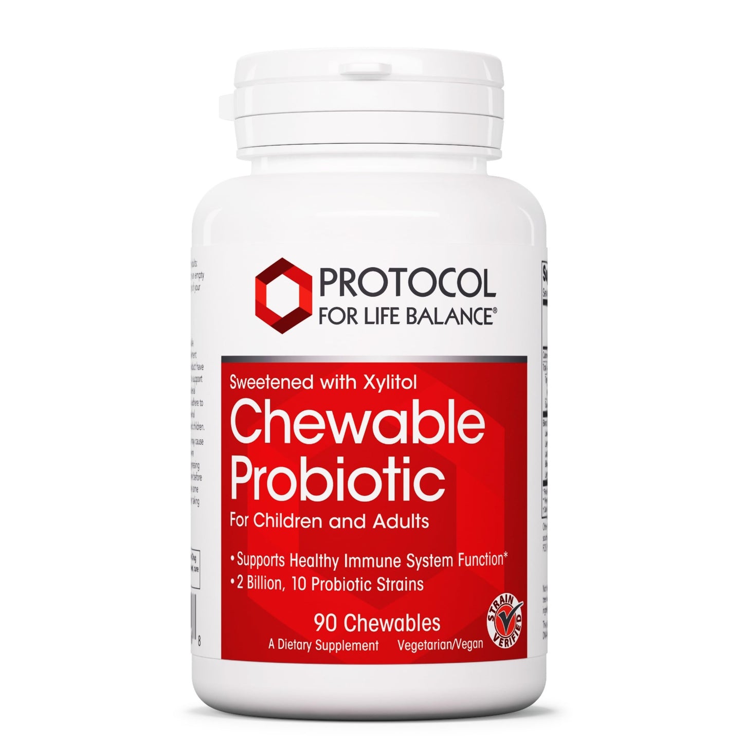 PROTOCOL FOR LIFE BALANCE Chewable Probiotic - 2 Billion CFU - Digestive Health & Immune System Support - Xylitol & Sorbitol - Lactobacillus Rhamnosus Probiotic - Halal & Vegan, 90 Chewables