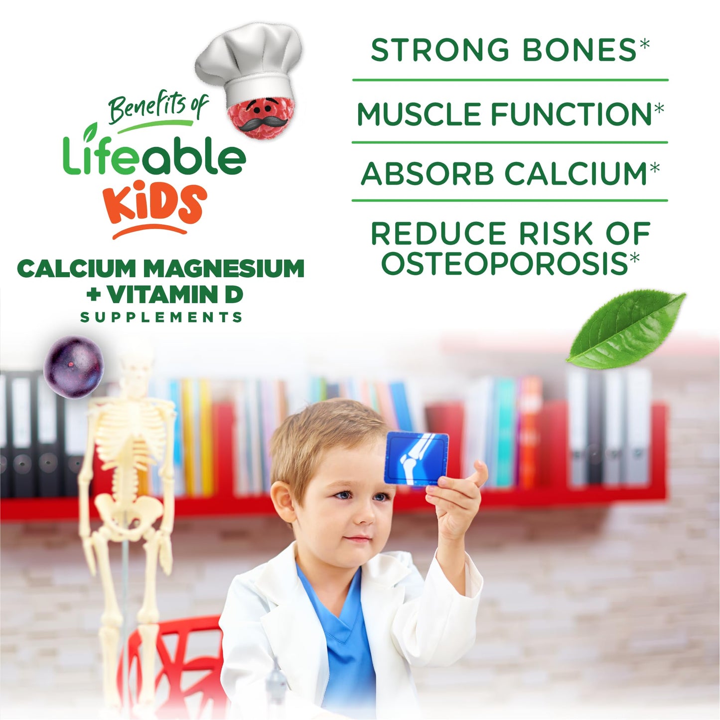 Lifeable Kids Calcium Magnesium and Vitamin D Gummies, 90 Count