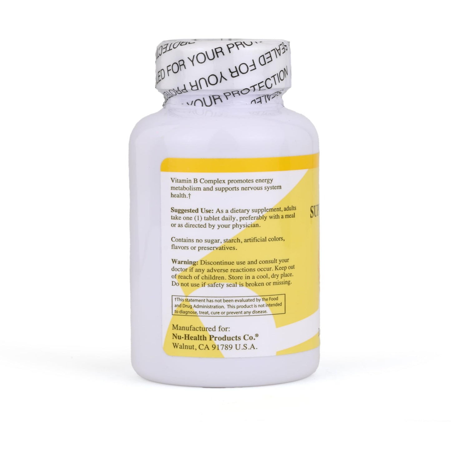 Nu-Health Super Vitamin B Complex, B12, B6 & Folic Acid Tablets, 100 Count