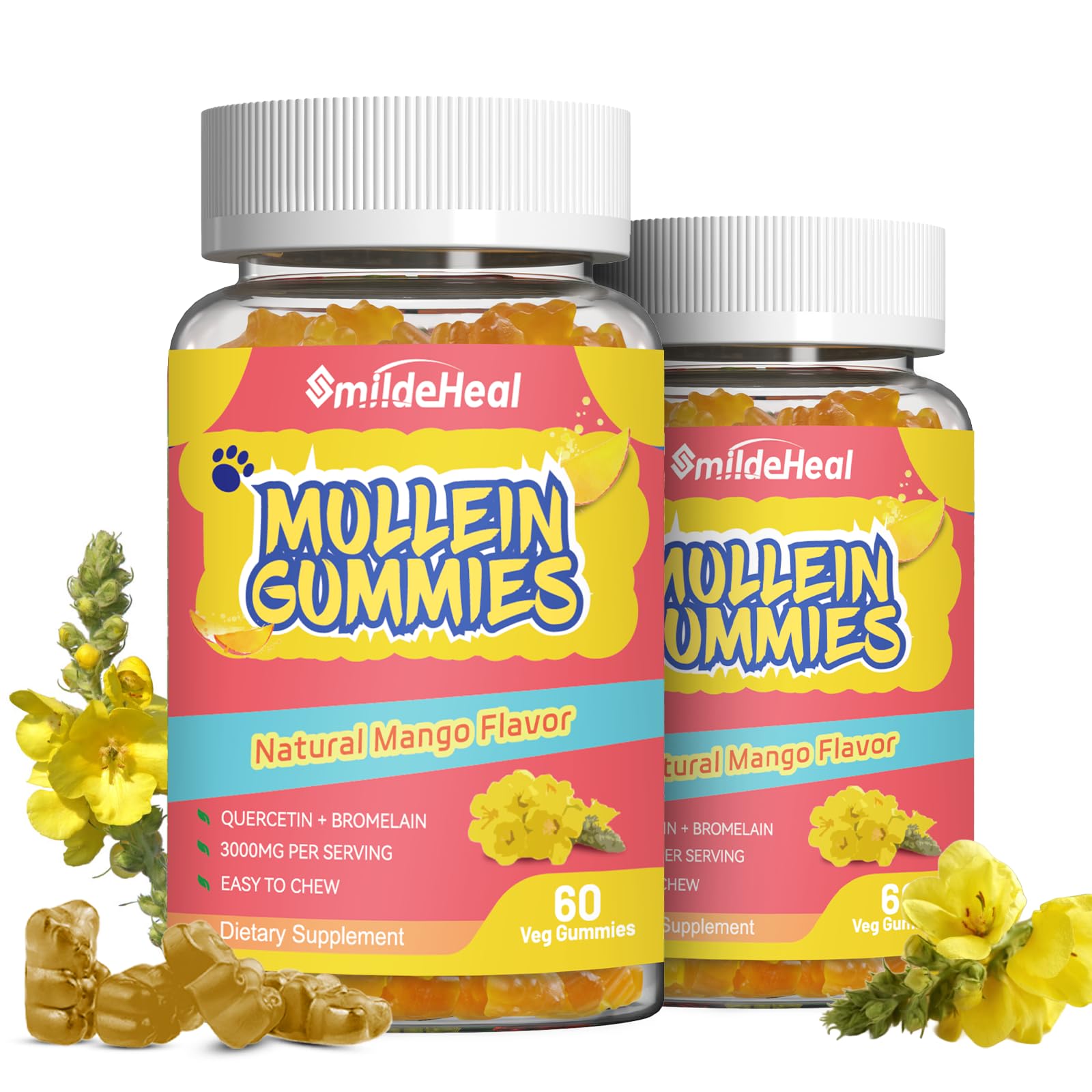 SmildeHeal Mullein Gummies 3000mg, 120 Count