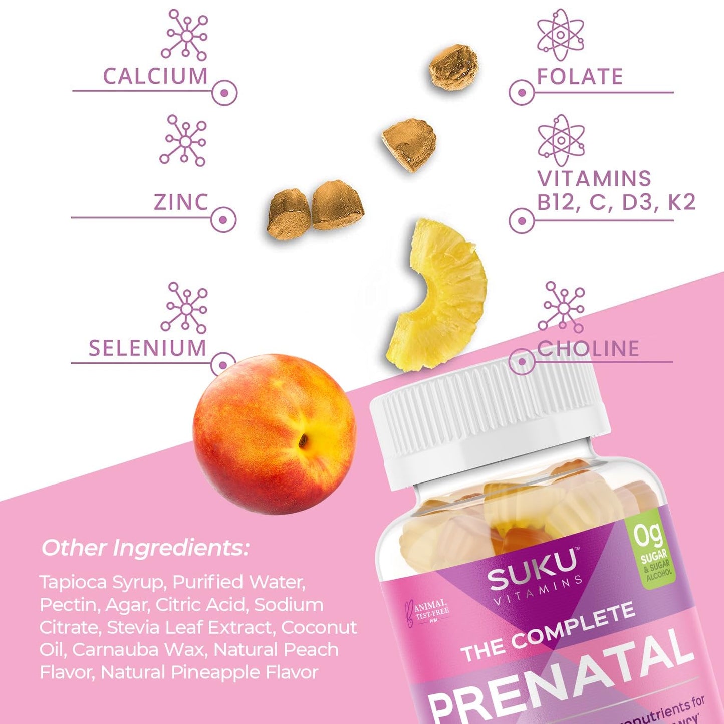 SUKU Prenatal Multivitamin Gummies 60 Count