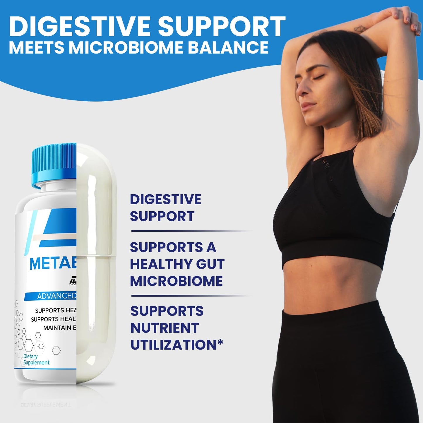 Indelo Metabolyn Digestive Support Gut Wellness Capsules, 300 Capsules