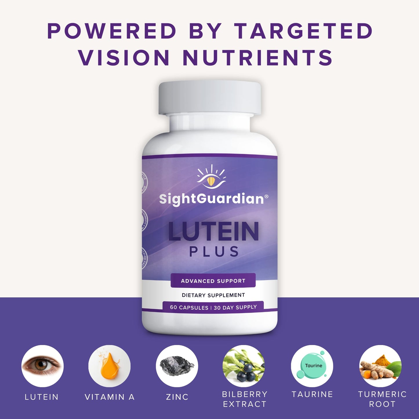 Focus Vision Supplements Sight Guardian Lutein Plus Eye Vitamin Supplement for Blue Light Capsule 60 Count