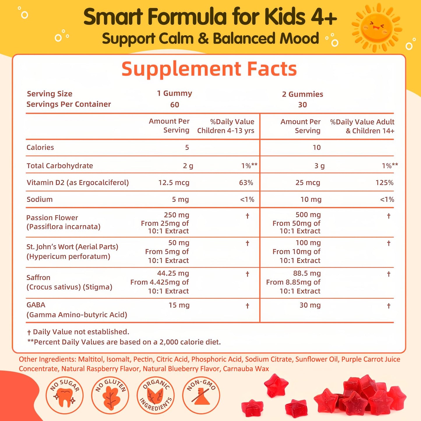 ZAXINERY Saffron Gummies for Kids, 60 Gummies