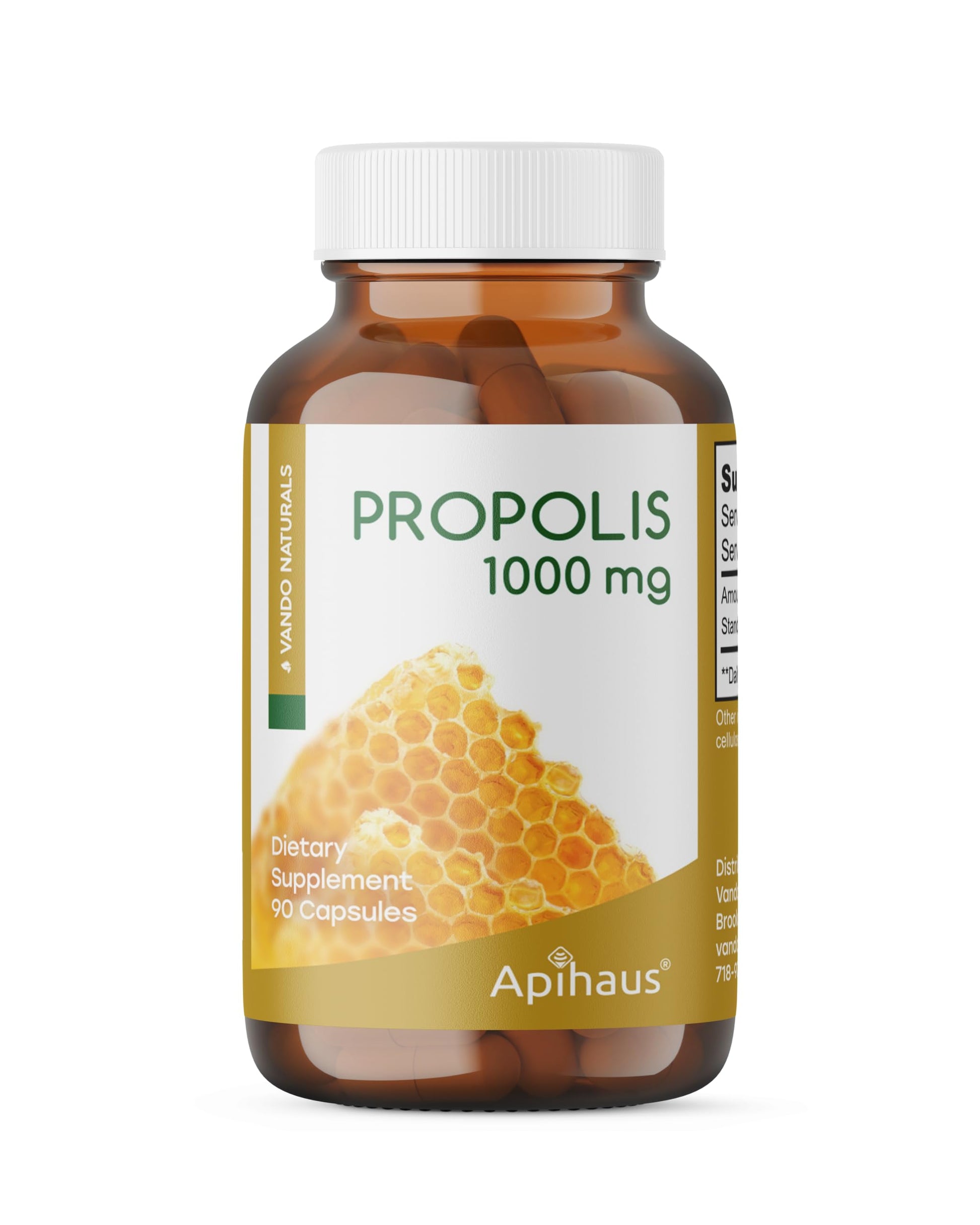 Apihaus Propolis Standardized 1000 mg Capsules, 90 Count
