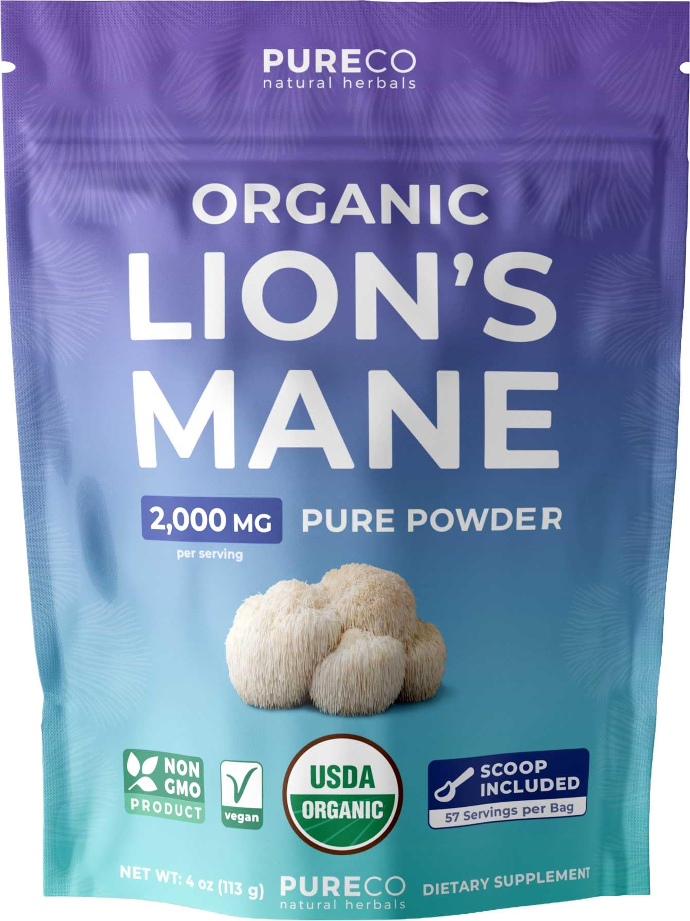 PURE CO Lion's Mane Powder 4 oz