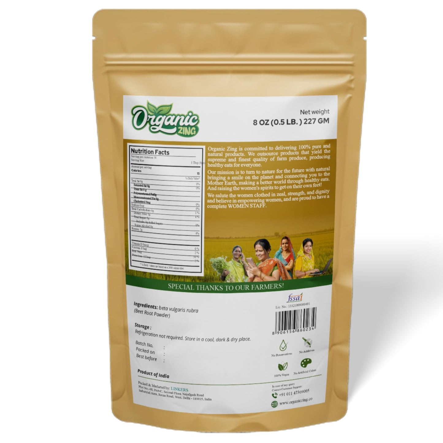 ORGANIC ZING Beetroot Powder 16.01 Ounce