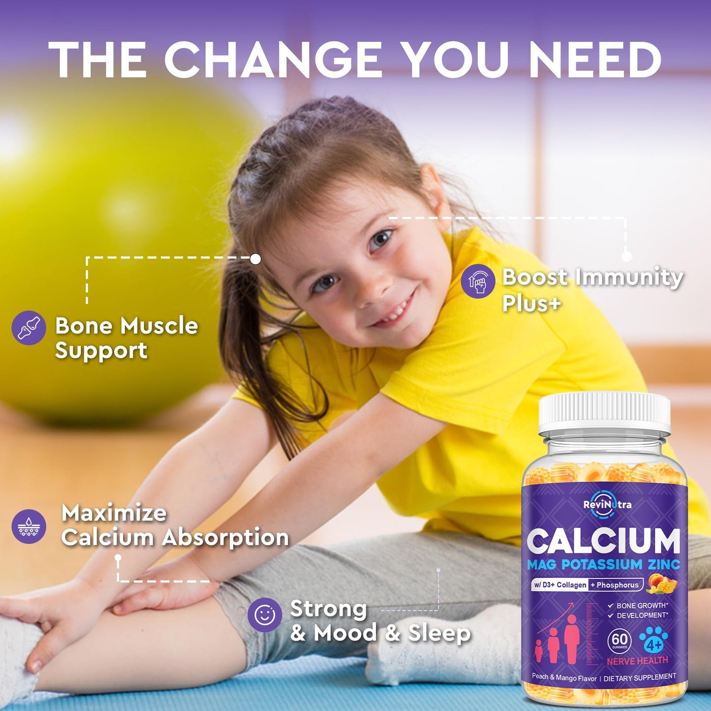 ReviNutra Calcium Potassium Magnesium Gummies, 60 Gummies
