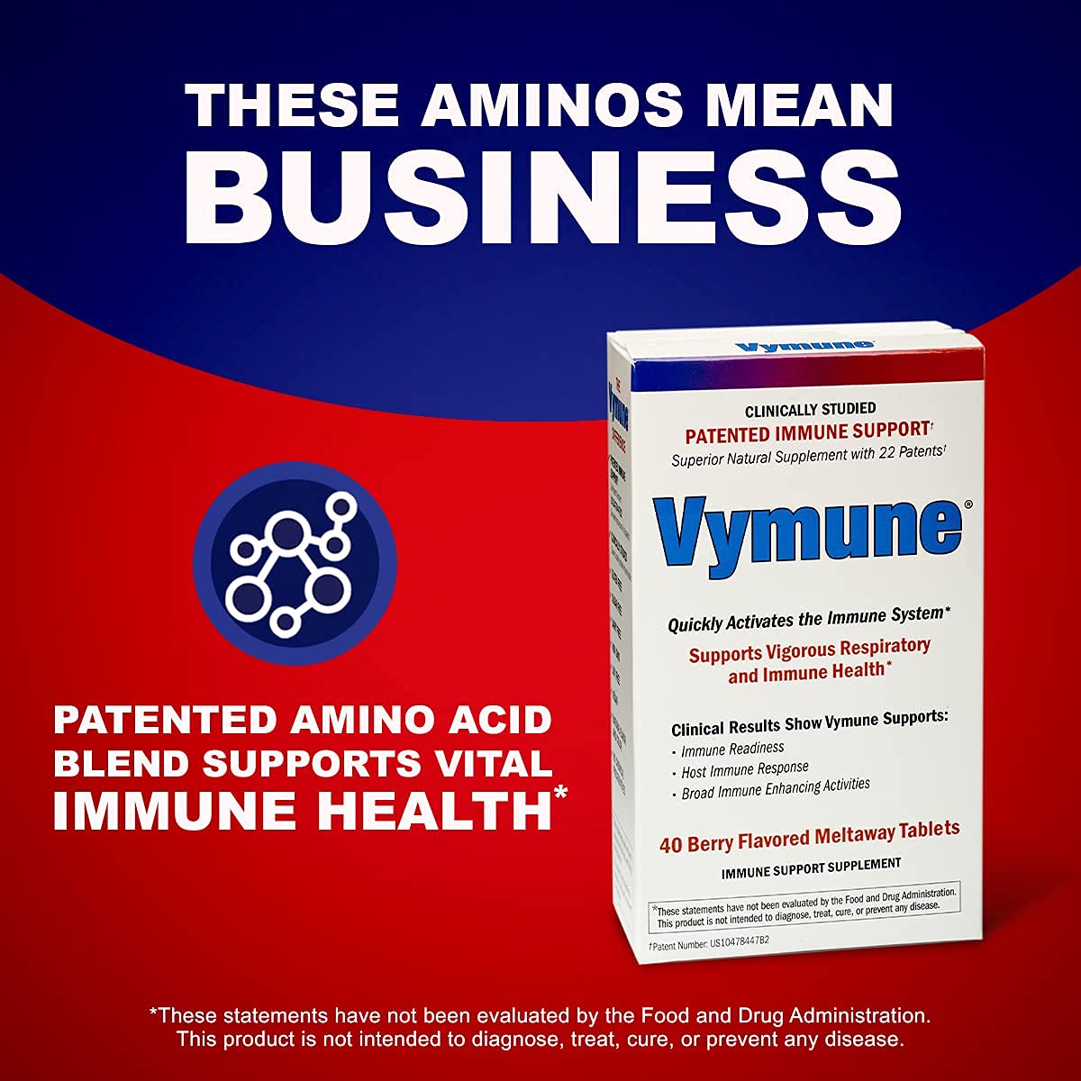 VYMEDIC Vymune Amino-Acid Advanced Immune Support Supplement Meltaway Tablets, 40 Count