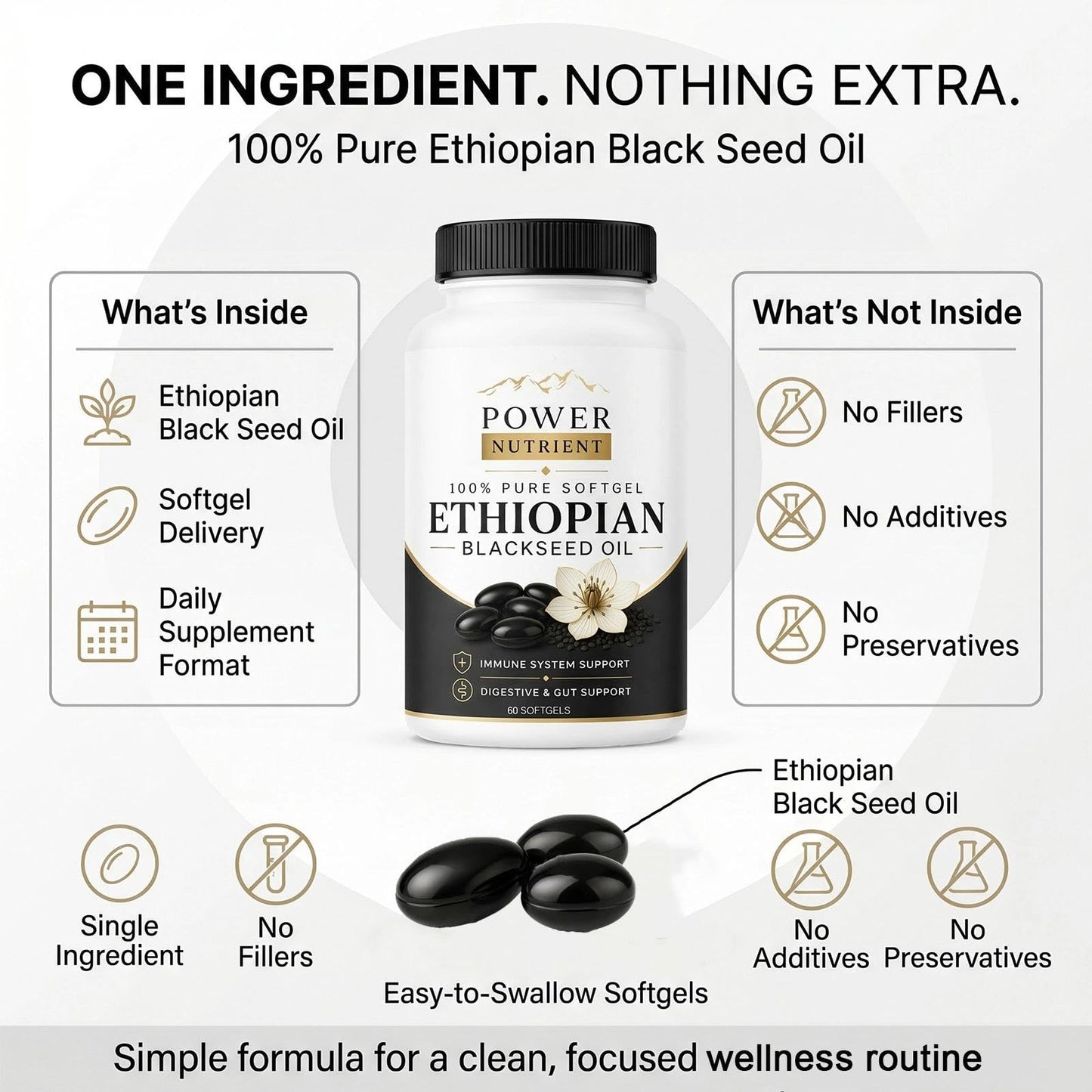 Golden Dunes Power Nutrient Ethiopian Black Seed Oil Capsules, 60 Count