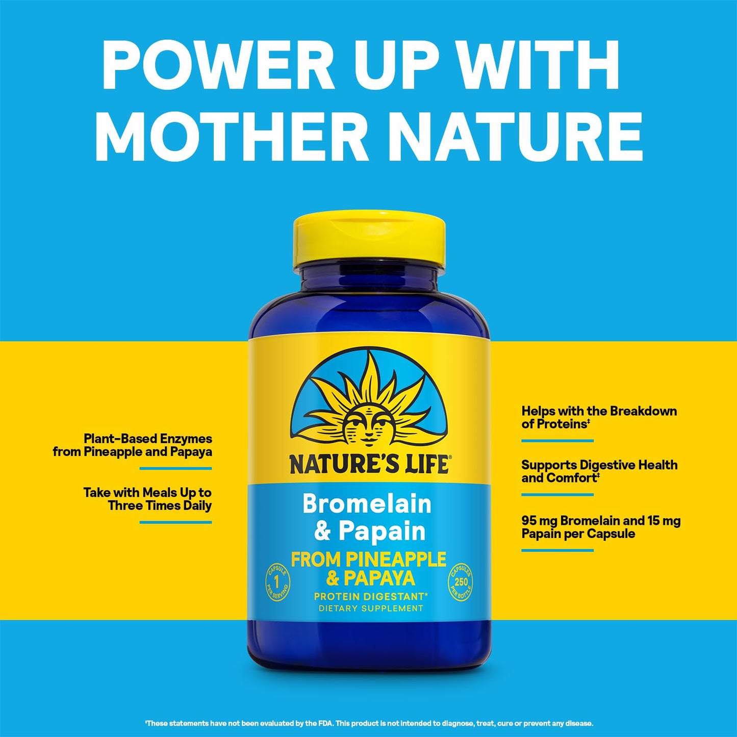 Nature's Life Bromelain & Papain Proteolytic Enzyme Supplement Capsules 250