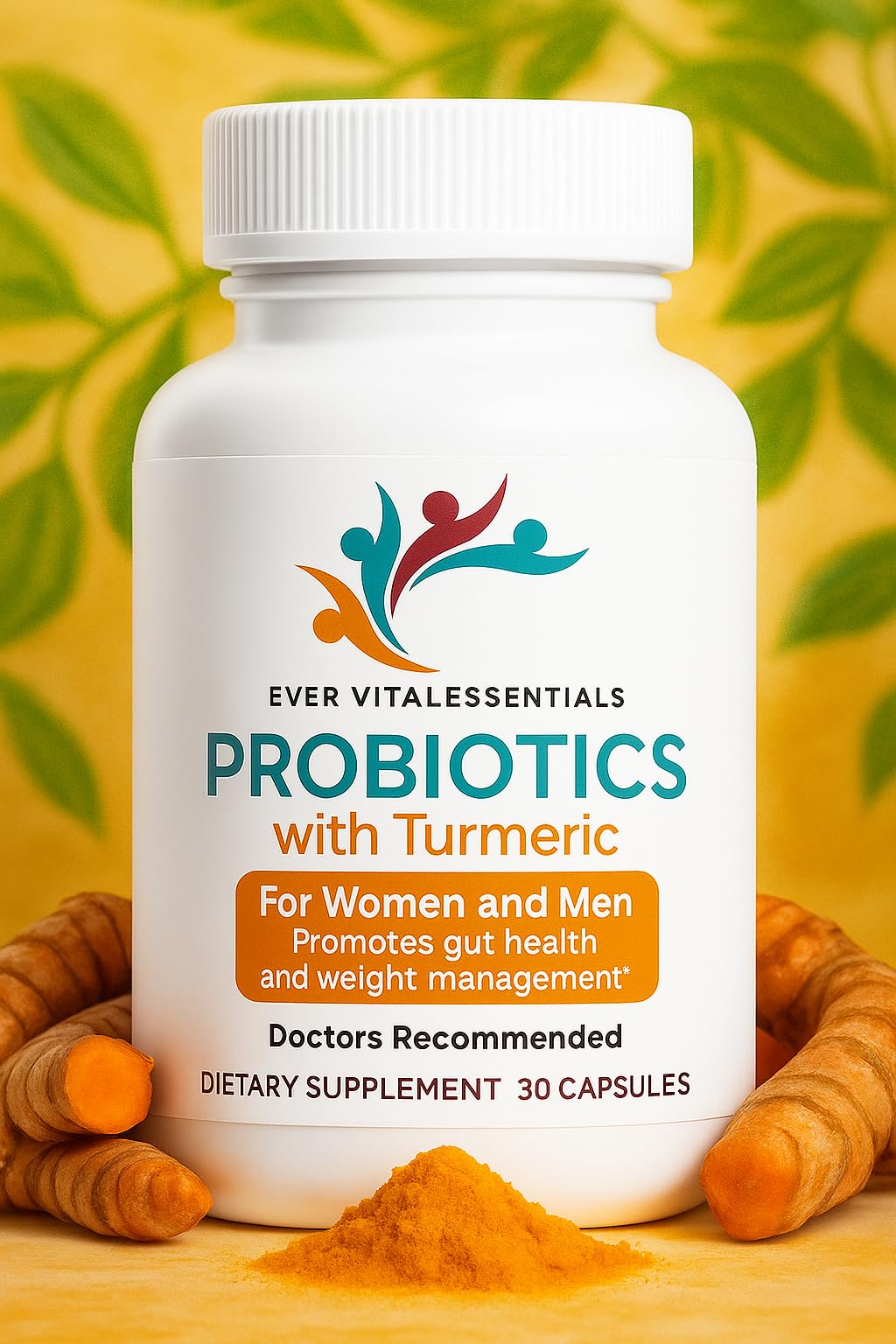 EVER VITALESSENTIALS LLC Probiotics with Turmeric Capsule 30 Capsules