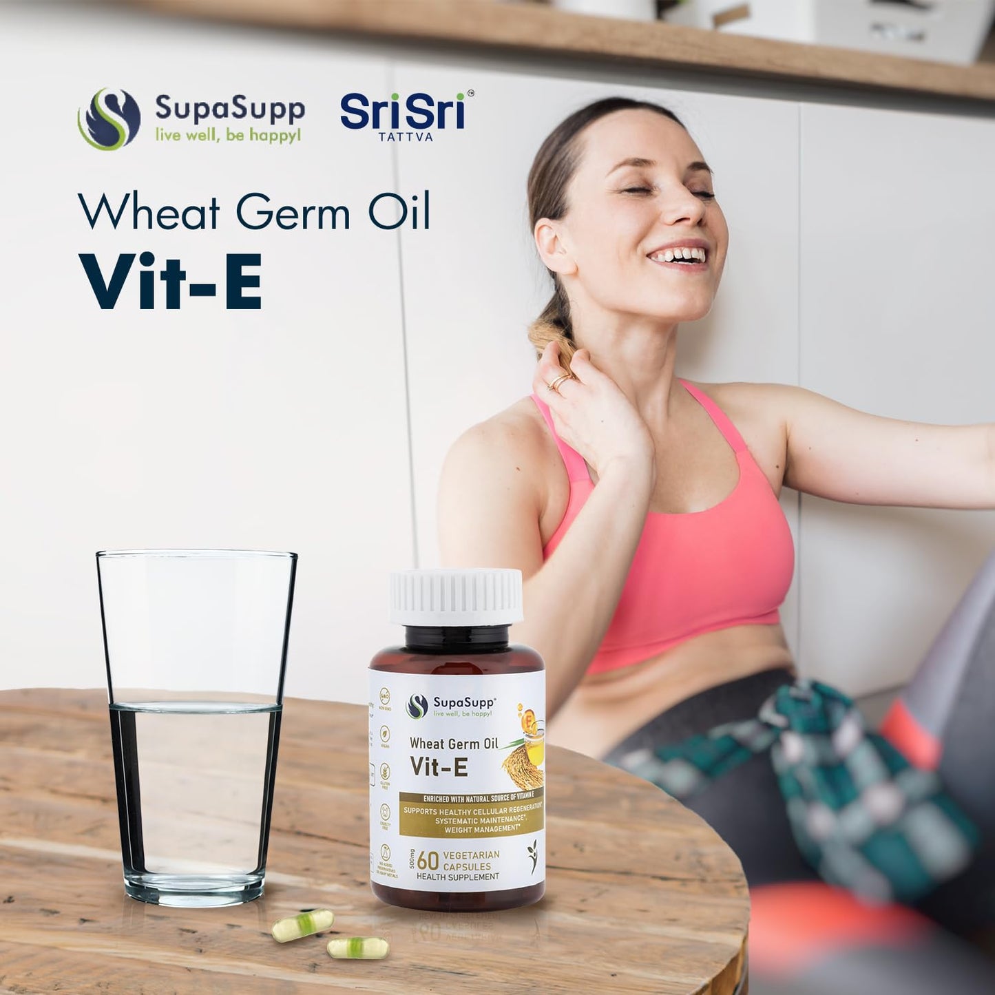 SRI SRI TATTVA VIT-E Wheat Germ Oil 500mg Capsule, 60 Capsules