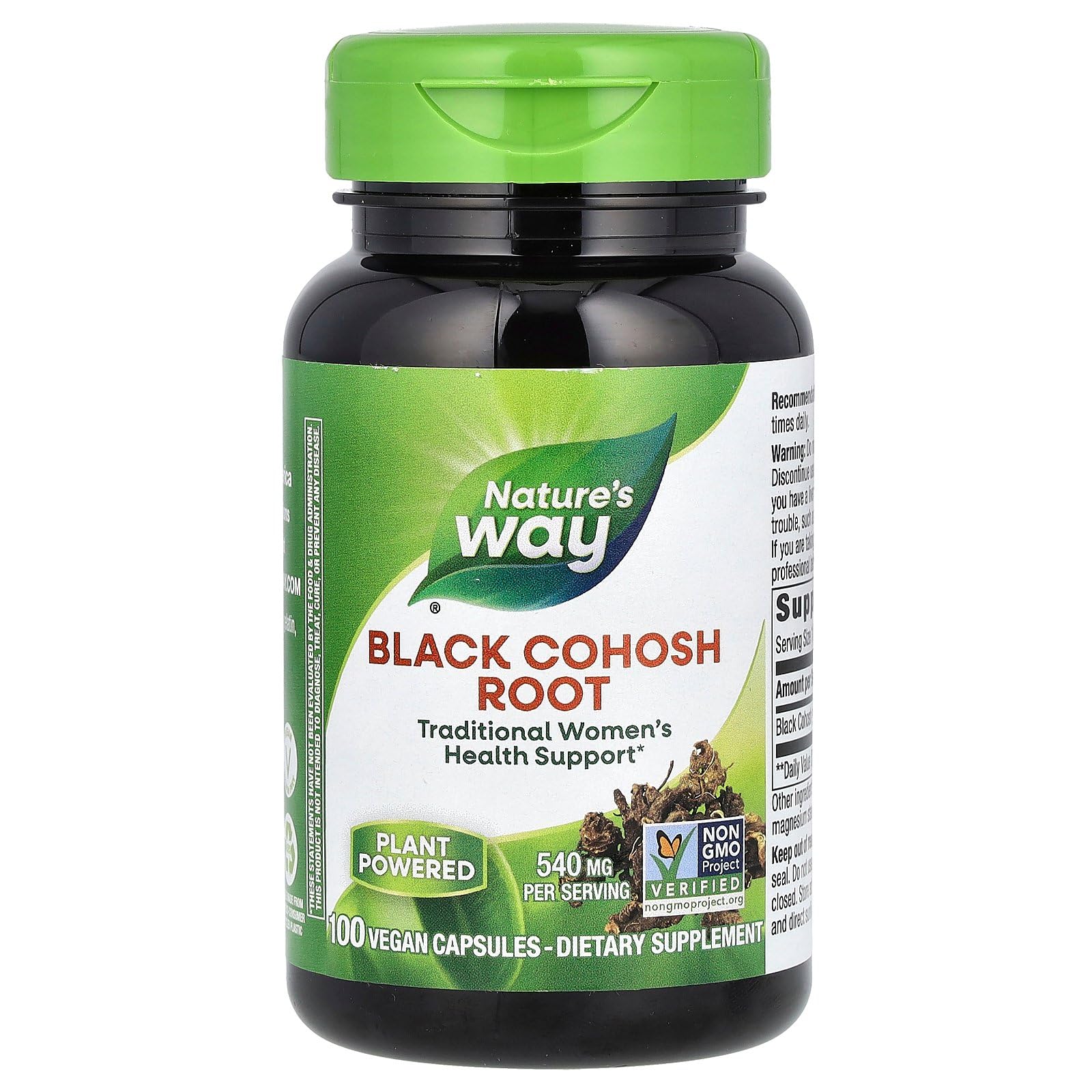 Nature's Way Black Cohosh Root 540 mg Capsules, 100 Capsules