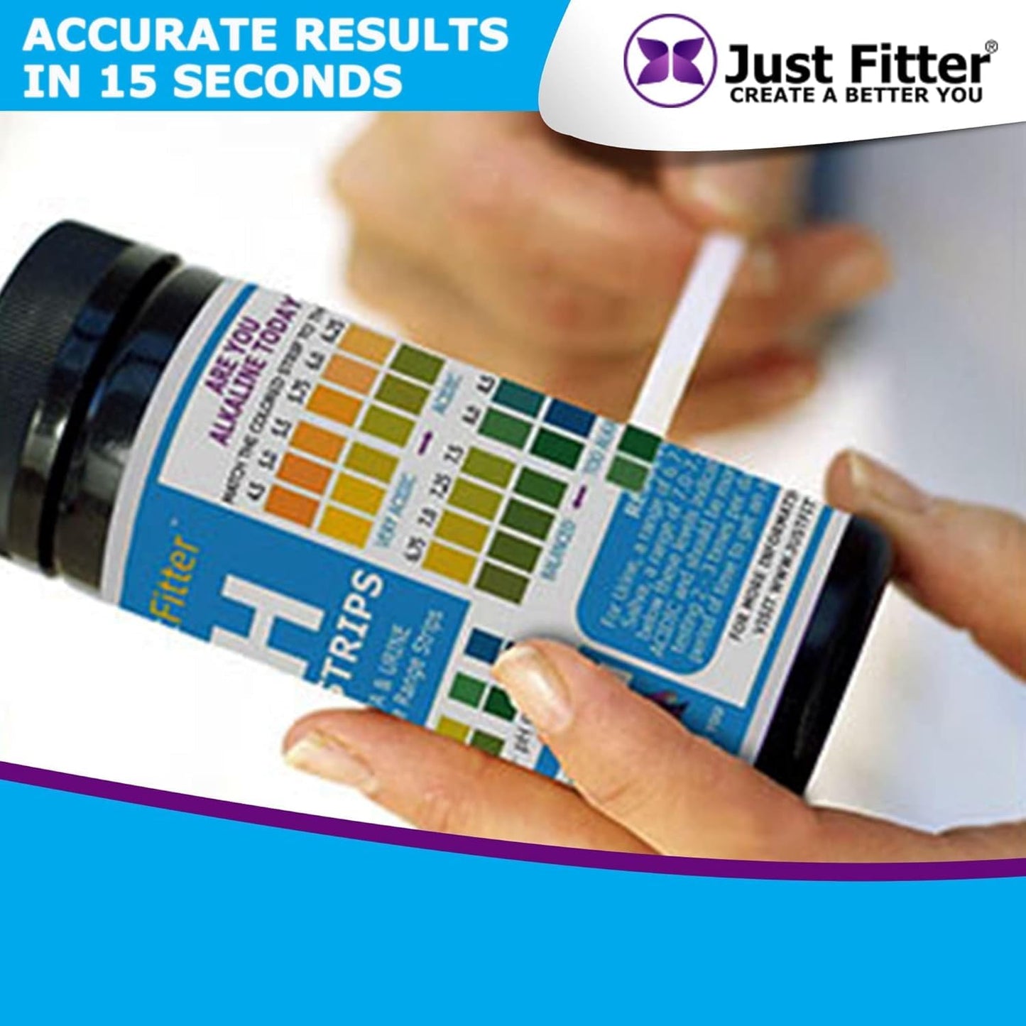 Just Fitter pH Balance Kit – Alkaline Mineral Blend for Hydration & pH Focused Lifestyles + pH Test Strips for Urine & Saliva, Powder, 11 oz