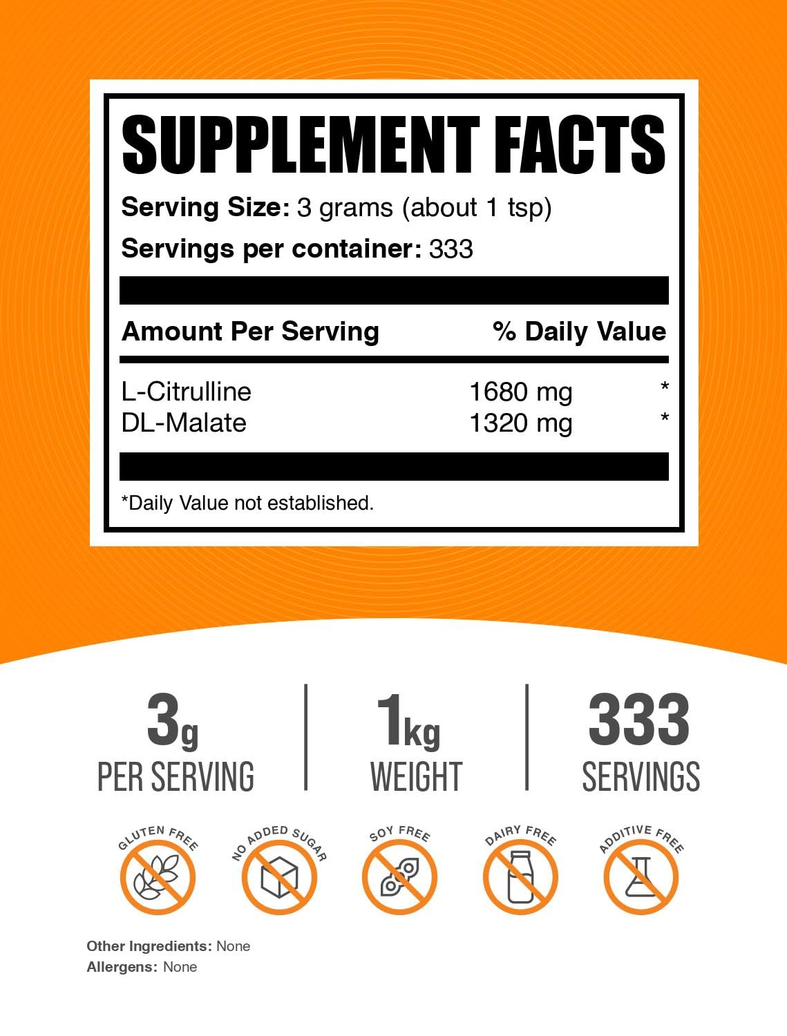 BulkSupplements L-Citrulline Malate 1:1 Powder, 35.3 Servings