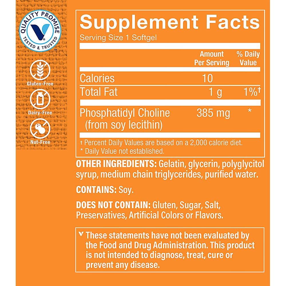 The Vitamin Shoppe Phosphatidyl Choline 385mg Softgels, 100 Count