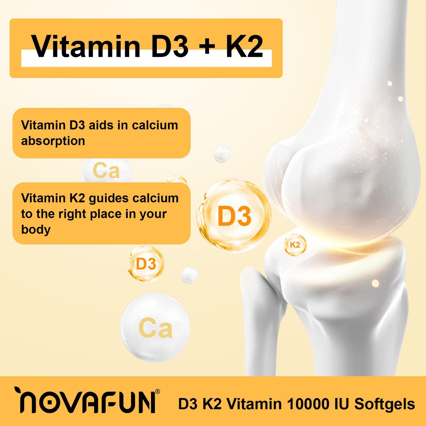 Novafun Vitamin D3 K2 Softgels 90 Count