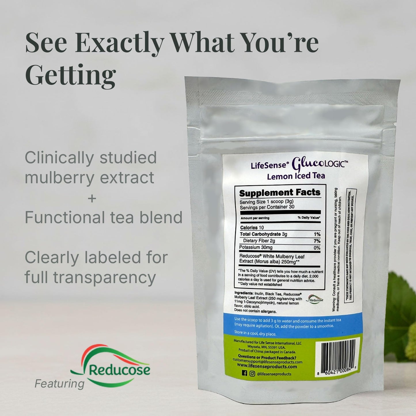 LIFESENSE GlucoLogic White Mulberry Functional Tea Powder 3.1747