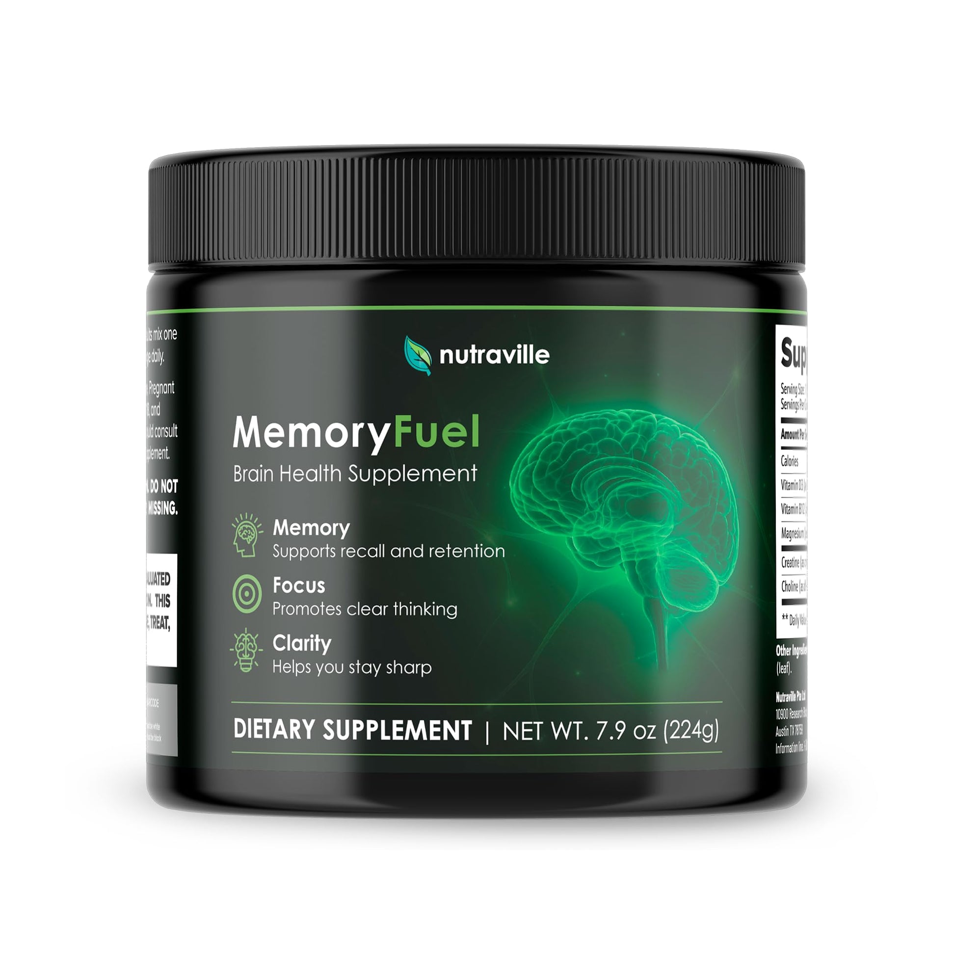 Nutraville Memory Fuel Creatine Monohydrate Powder 7.9 oz