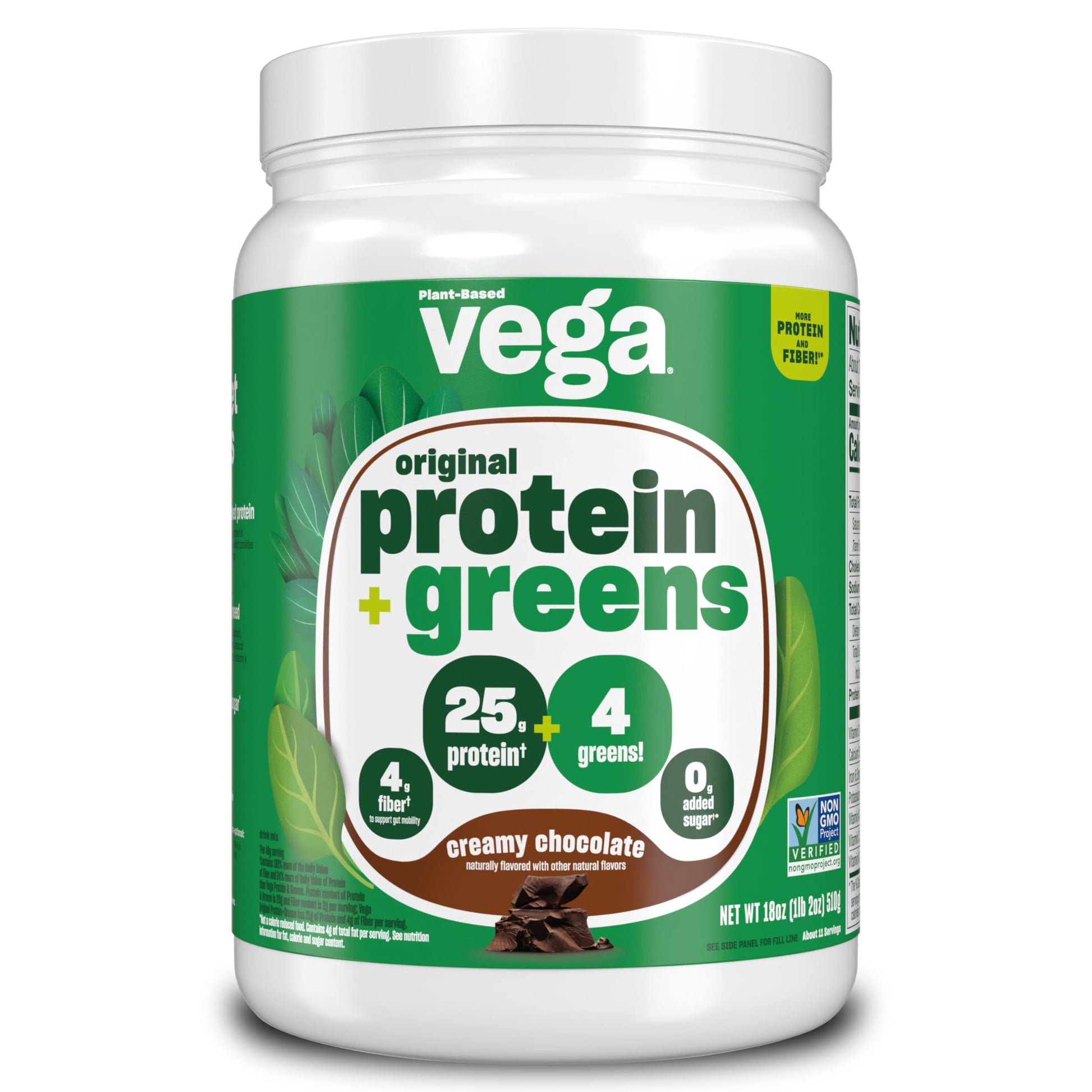 Vega Protein and Greens Protein Powder Creamy Chocolate, 18 Servings