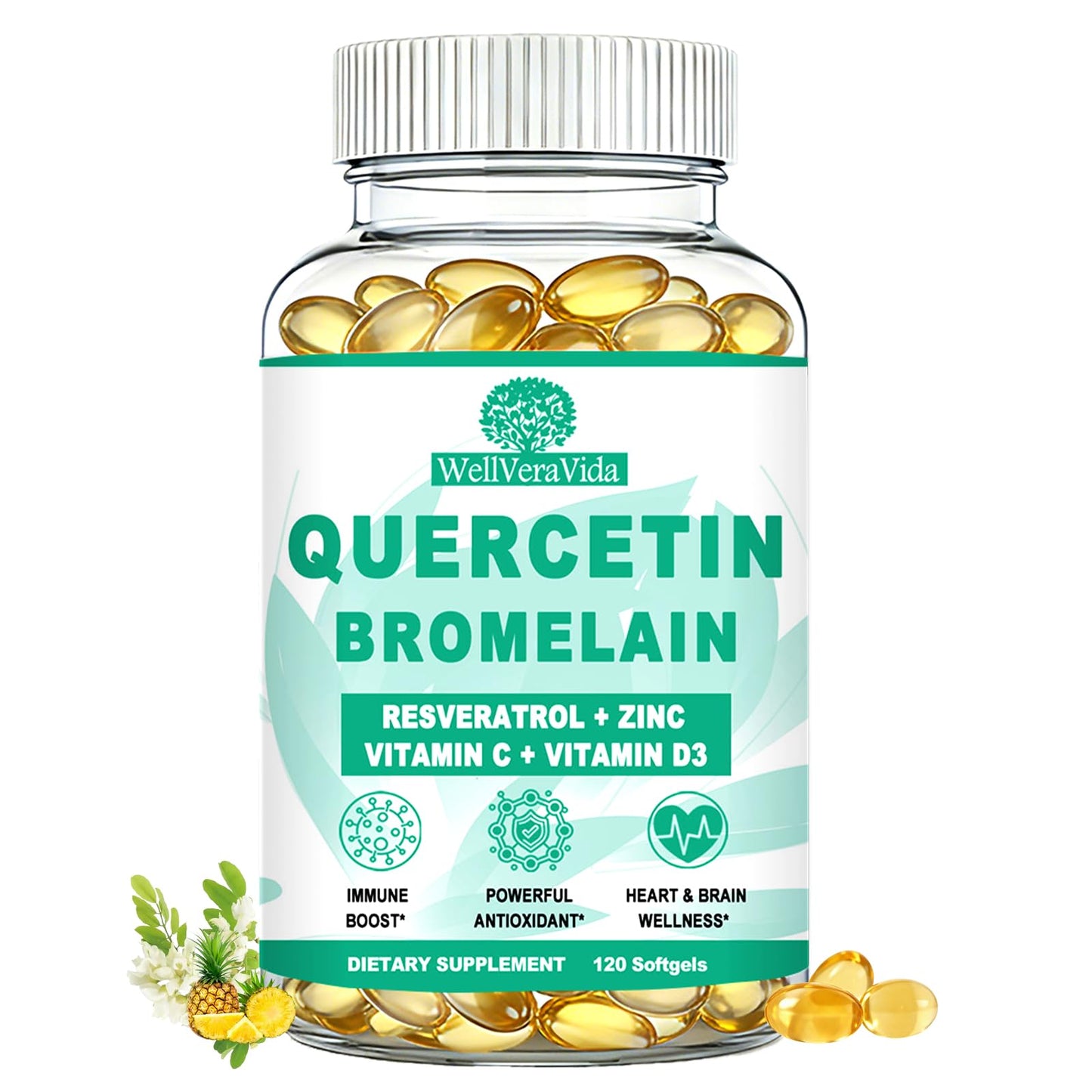 WellVeraVida Quercetin with Bromelain Softgel 2 Count