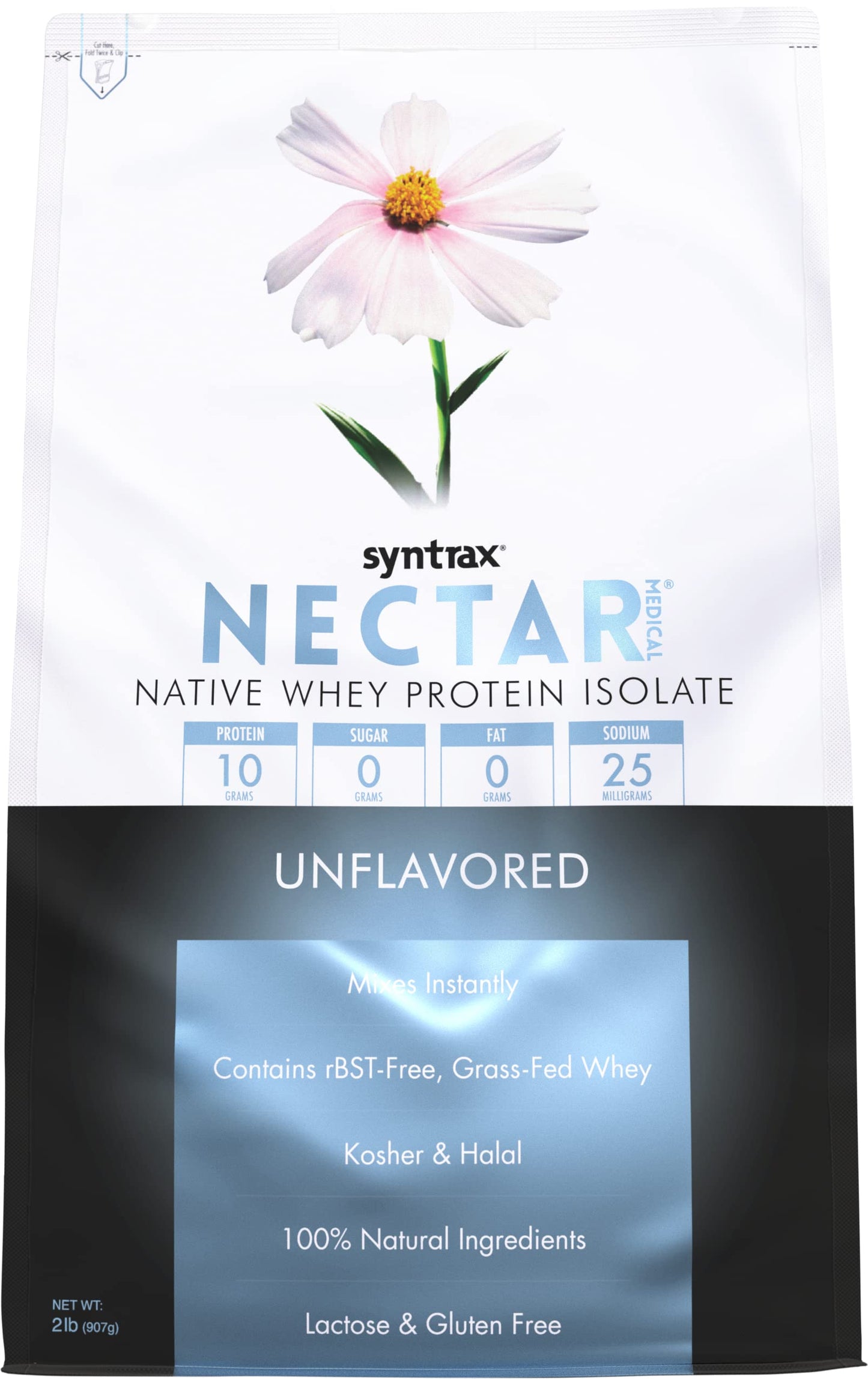 Syntrax Nectar Medical All Natural Whey Protein Isolate Powder, Unflavored, 2 Pounds, 32 Servings