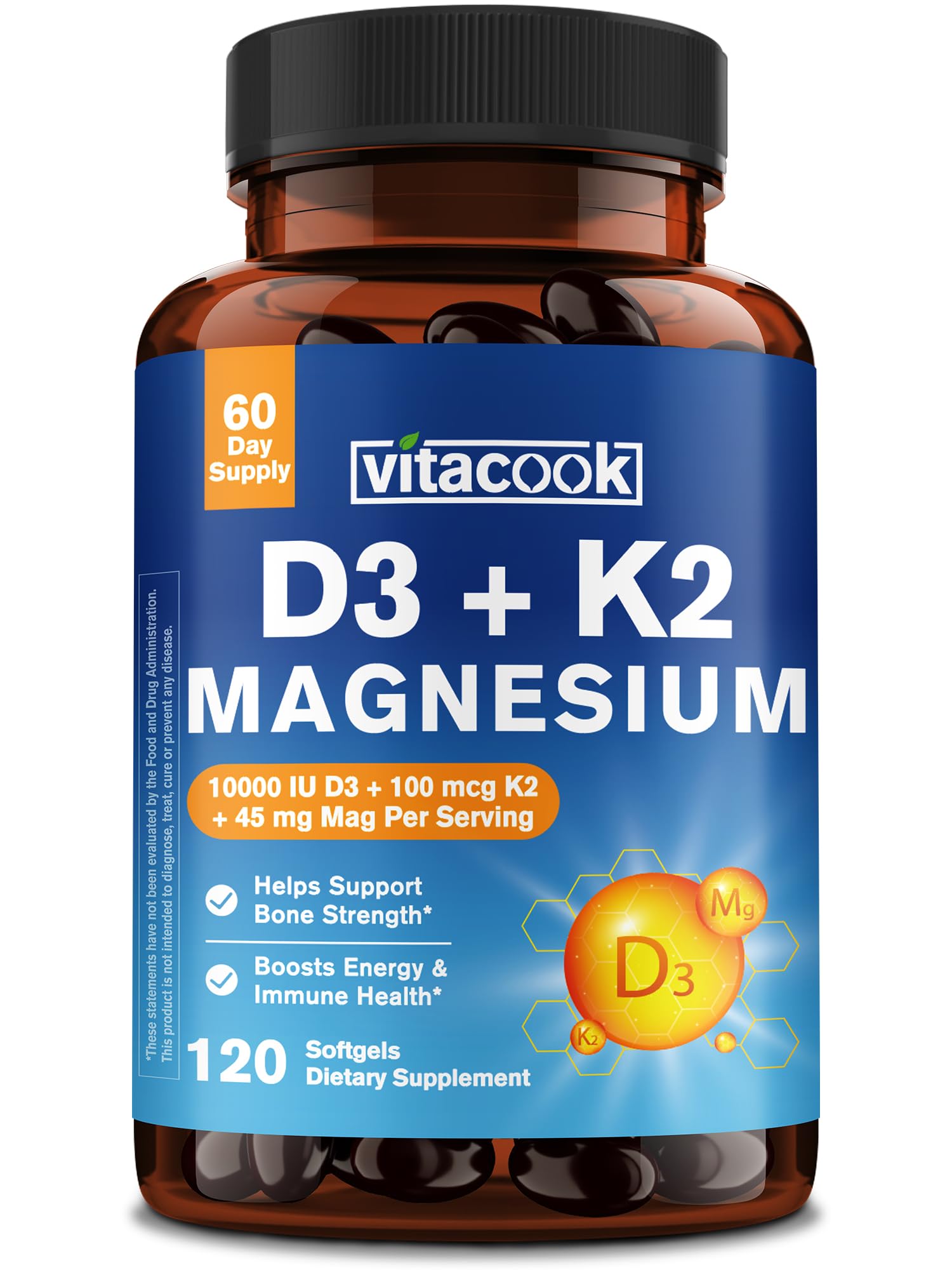 Vitacook Vitamin D3 K2 Magnesium Supplement Softgel 120 Softgels