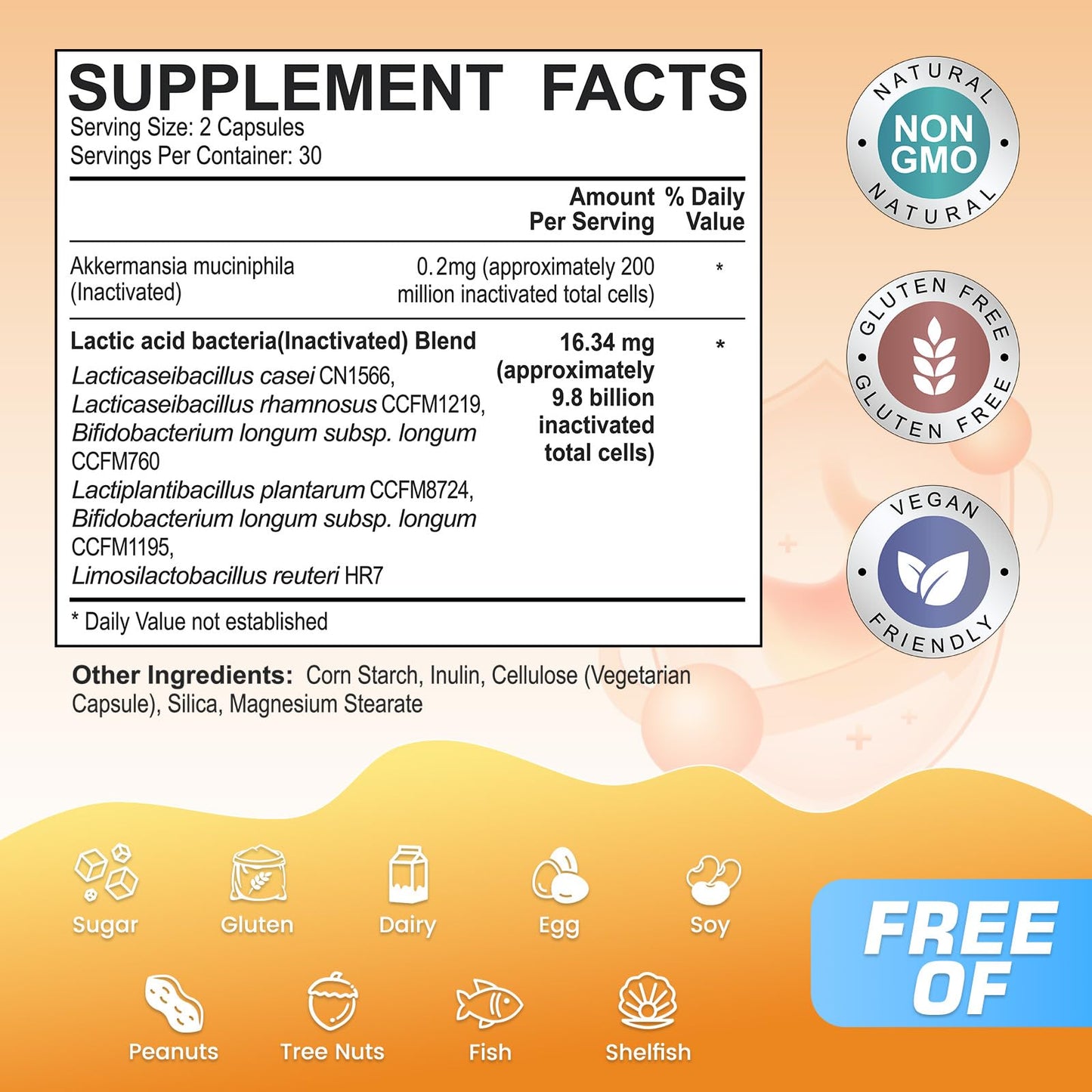 Nature Echo Akkermansia Probiotic Supplement 10 Billion Cells Capsules, 60 Capsules