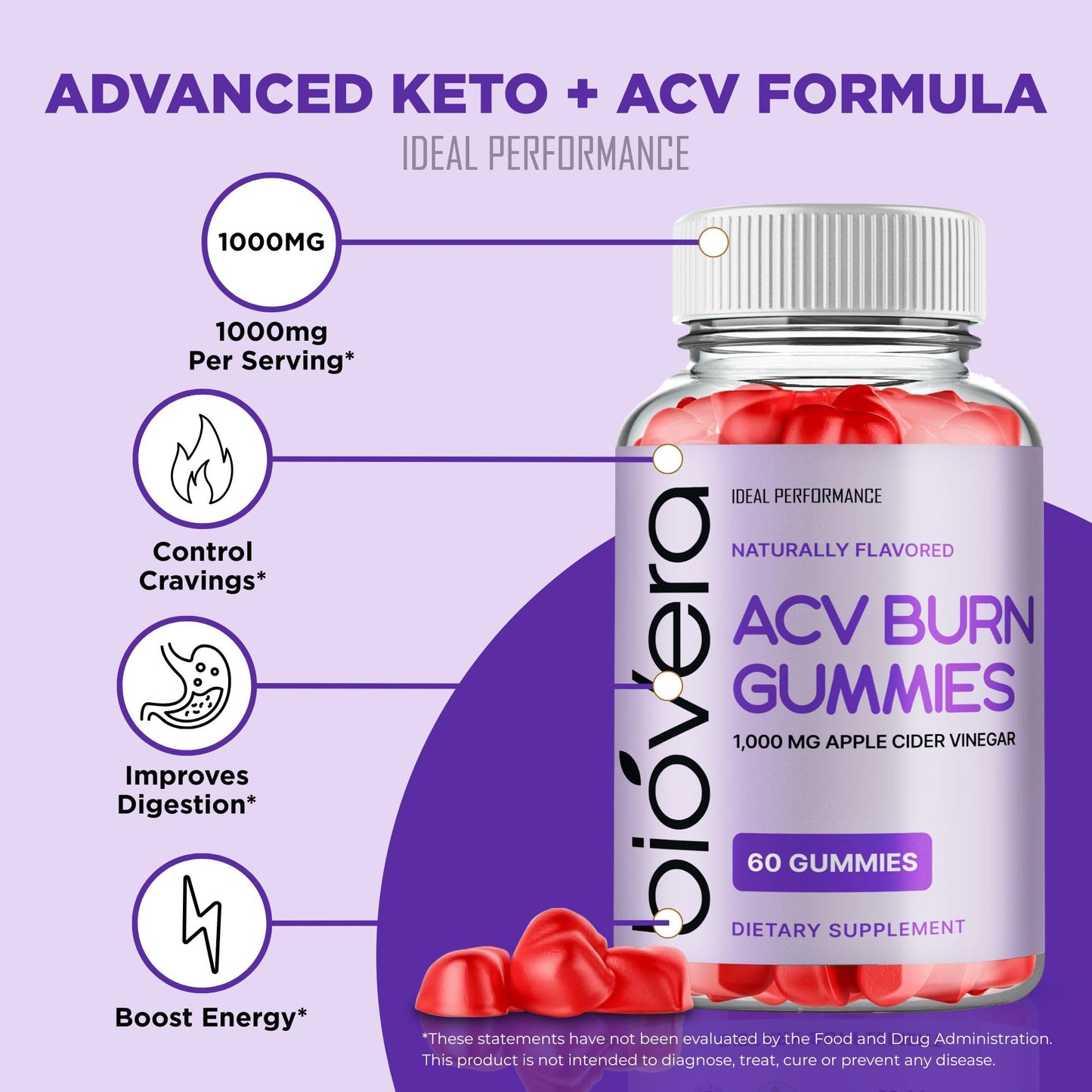 IDEAL PERFORMANCE Biovera Burn Gummies 120 Count