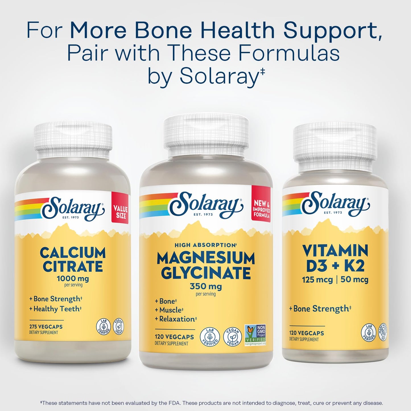 SOLARAY Magnesium Glycinate Capsules, Chelated Magnesium Bisglycinate with BioPerine, Higher Absorption, 120 Capsules