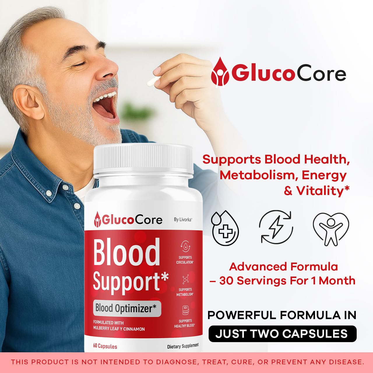 LIVORKA GlucoCore Blood Health Support Premium Pills, 300 Capsules