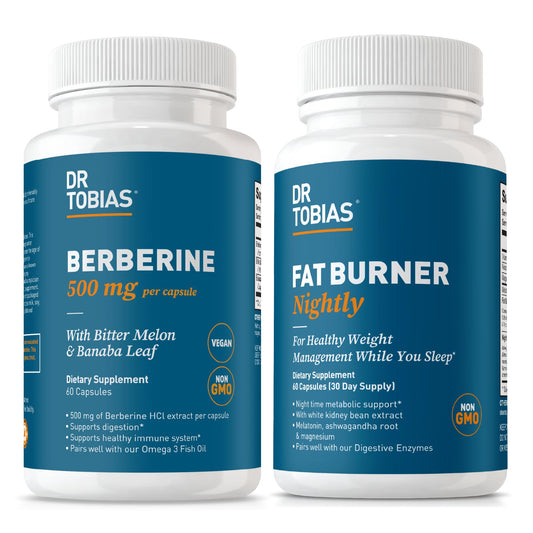 Dr. Tobias Berberine 500 mg & Fat Burner Nightly with White Kidney Bean & Ashwagandha Capsules, 120 Count