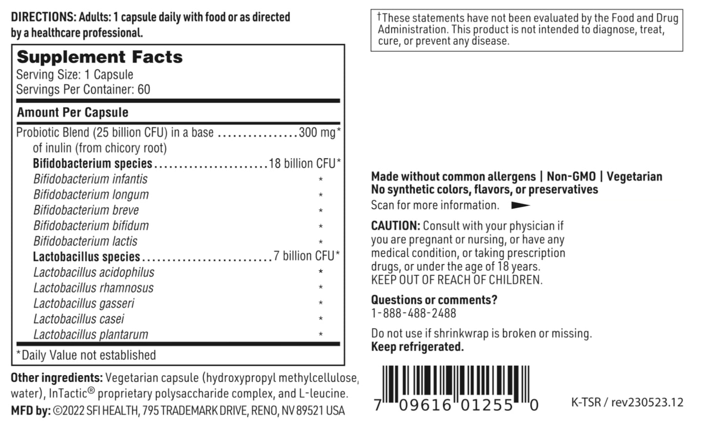 SFI Health Ther-Biotic Probiotics for Seniors 60 Capsules