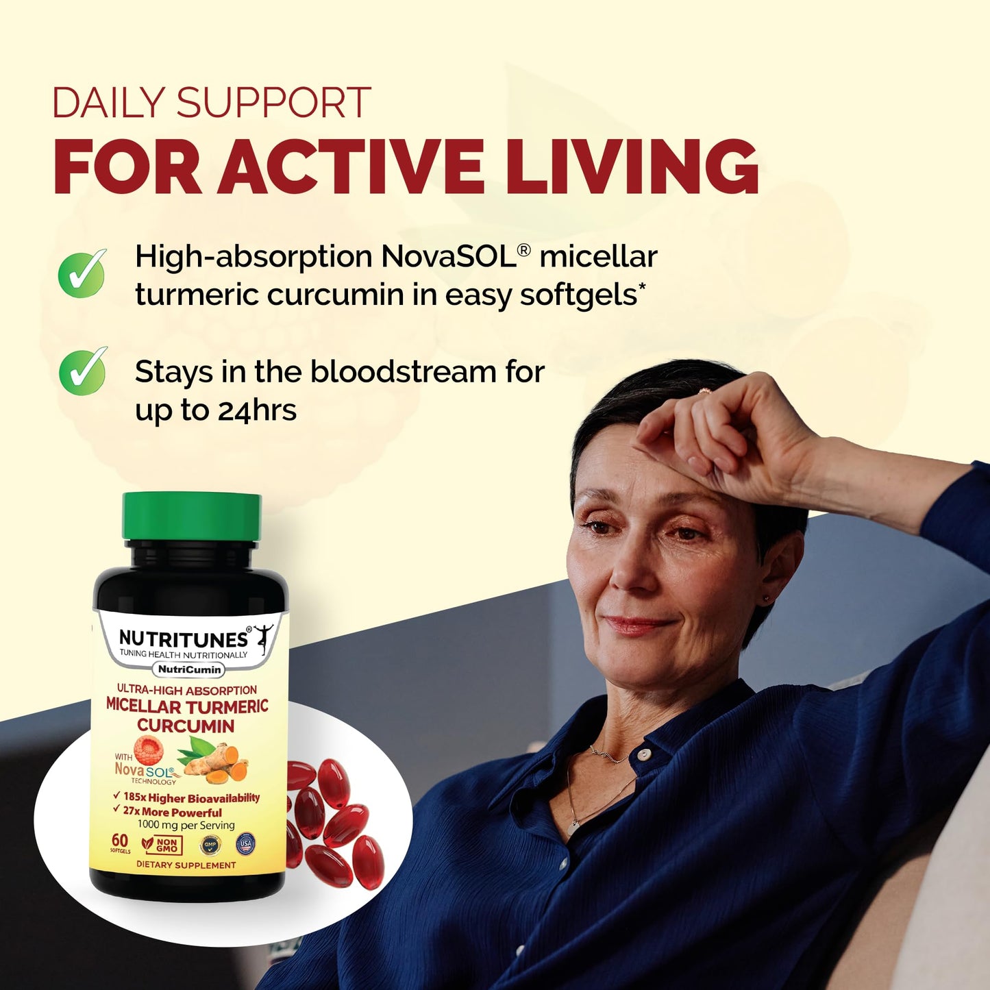 Nutritunes NutriCumin NovaSOL Turmeric Curcumin Softgel 60