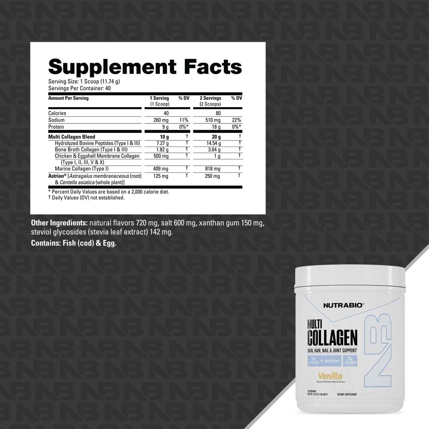 NutraBio Multi Collagen Powder 14.2 oz
