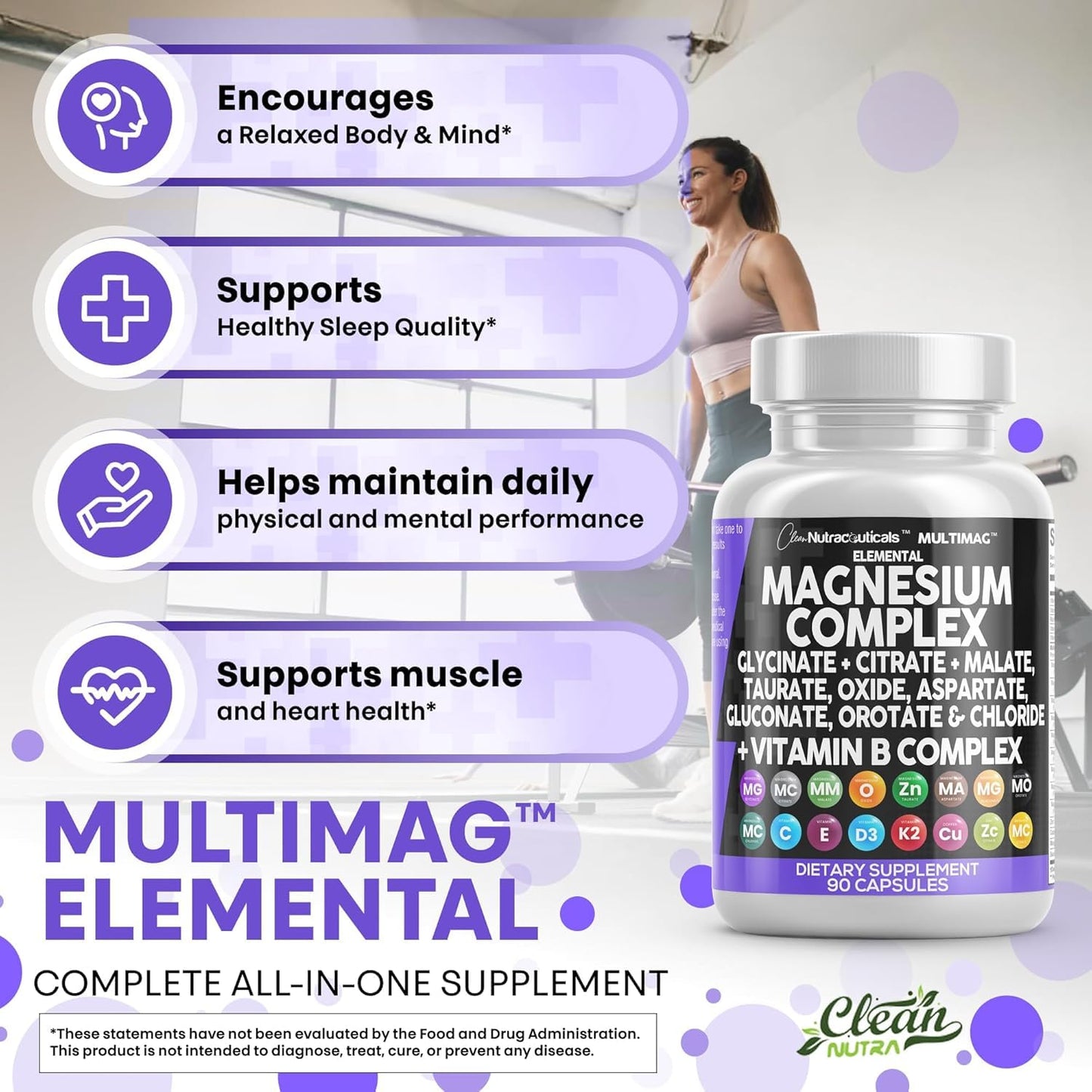 Clean Nutraceuticals Magnesium Complex Capsules 90 Count