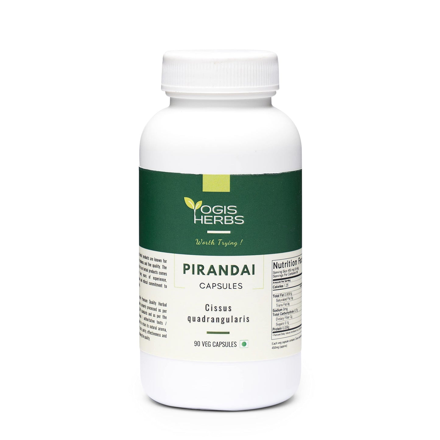 YOGIS HERBS Pirandai (Cissus Quadrangularis) Capsules, 90 Count