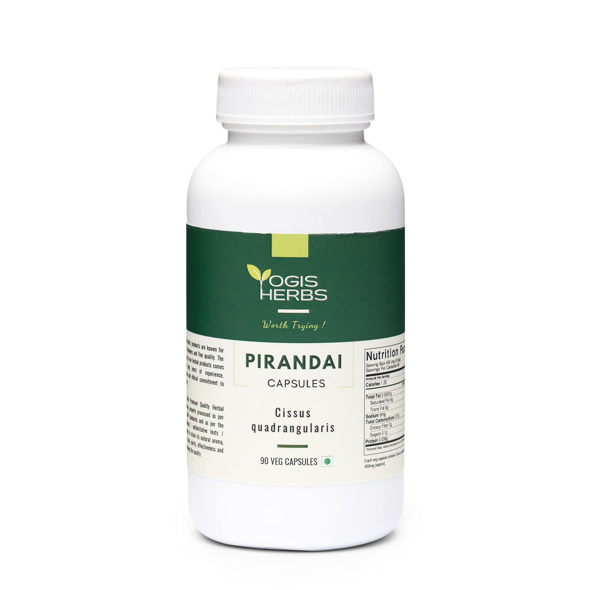 YOGIS HERBS Pirandai (Cissus Quadrangularis) Capsules, 90 Count