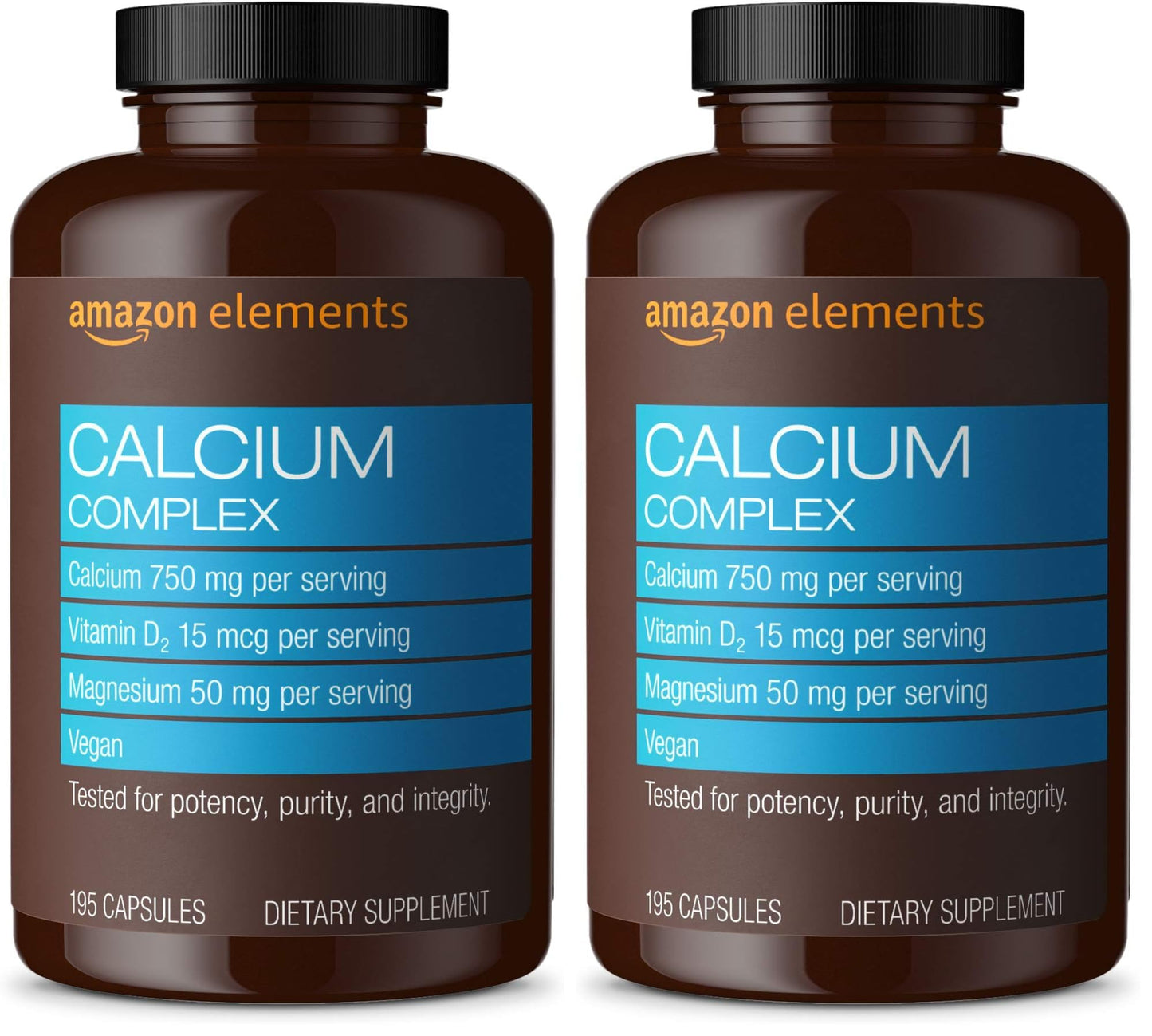 Amazon Elements Calcium Complex with Vitamin D, 250 mg Calcium, 390 Capsules