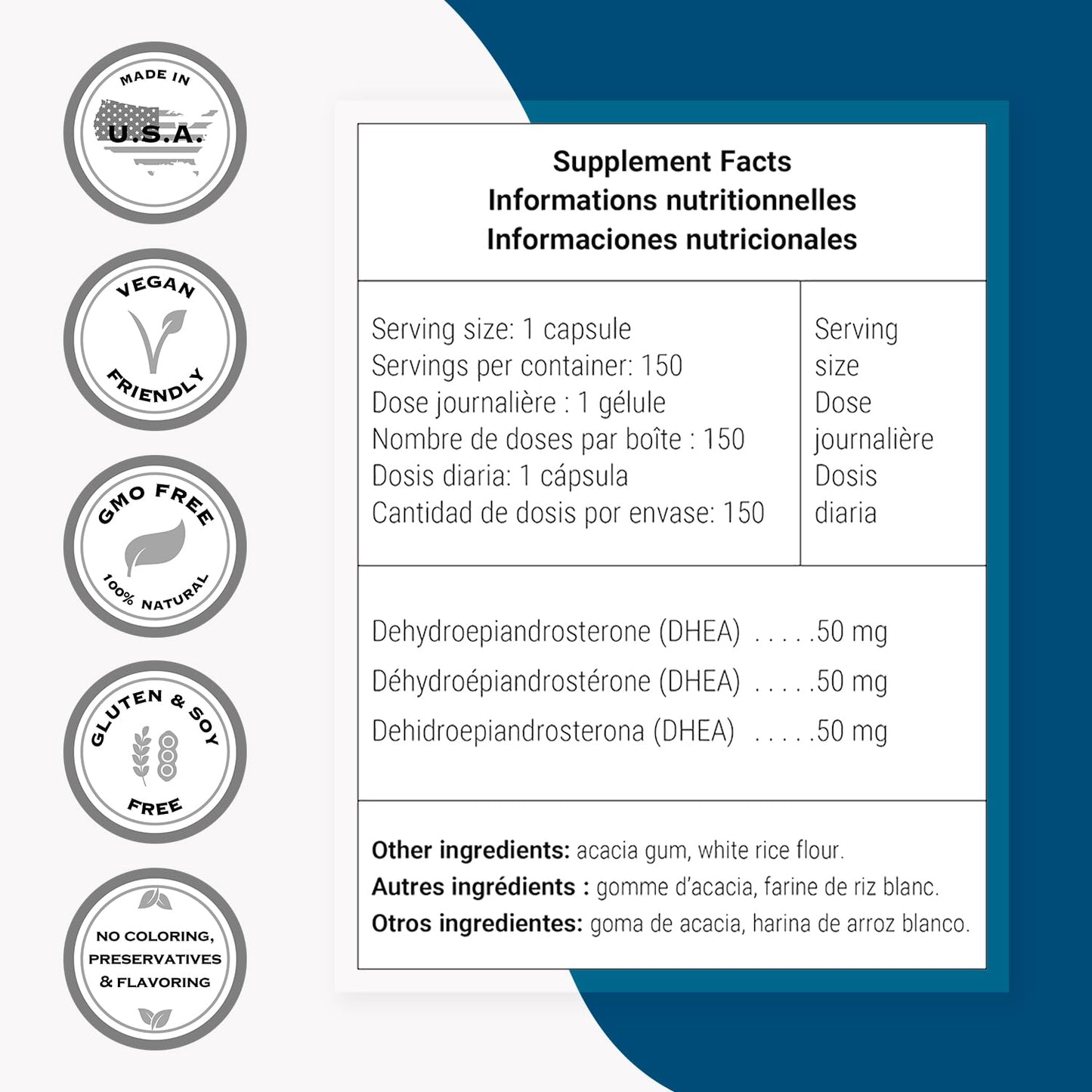 Supersmart DHEA 50mg Capsules, 150 Vegetarian Capsules