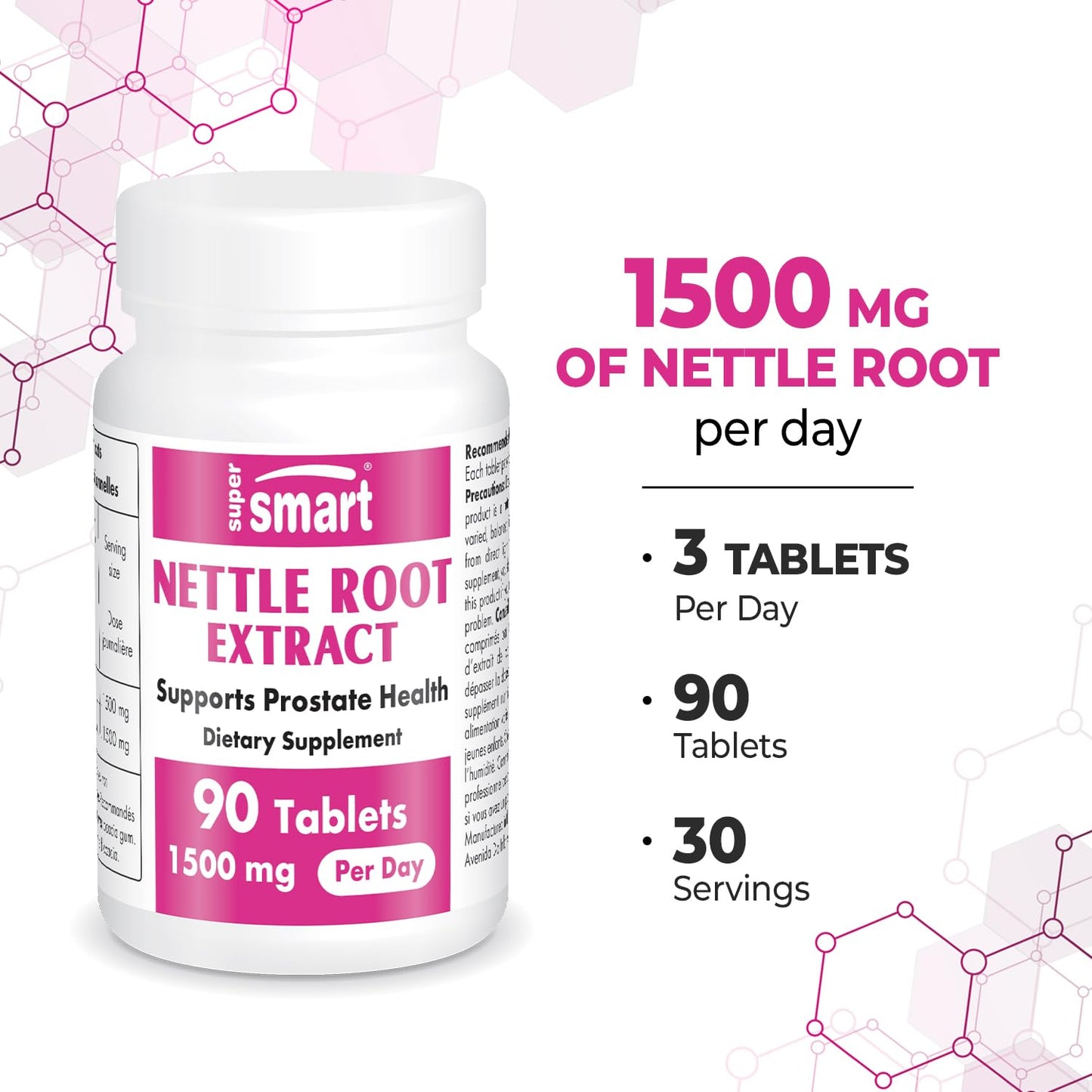 Supersmart Nettle Root Extract 1500 mg Per Day, 90 Tablets