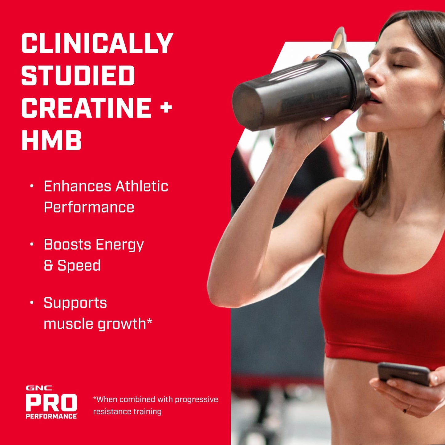GNC Pro Performance Creatine Monohydrate + HMB Powder 8.9 Ounce