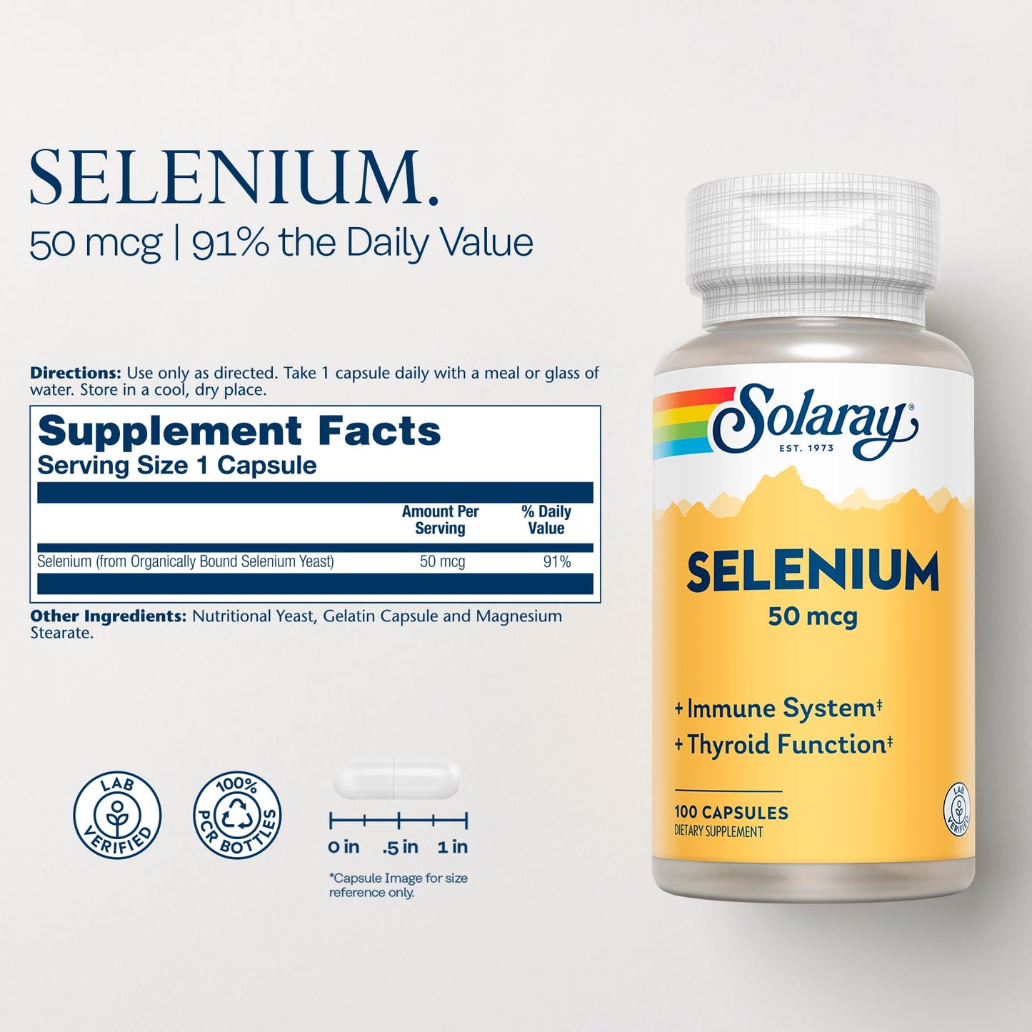 Solaray Selenium 50 mcg Capsules 100