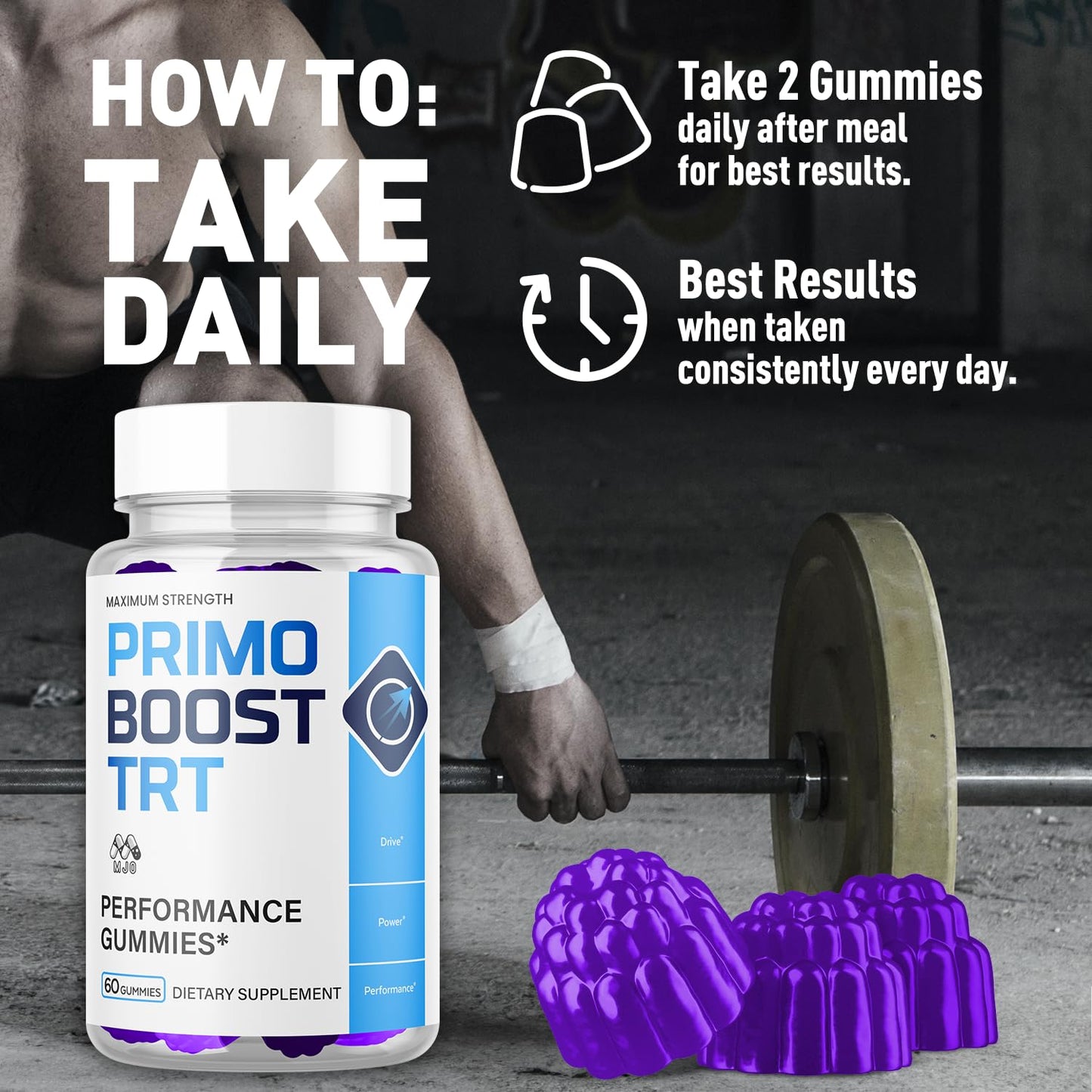 MJO Primo Boost TRT Gummies, 120 Gummies