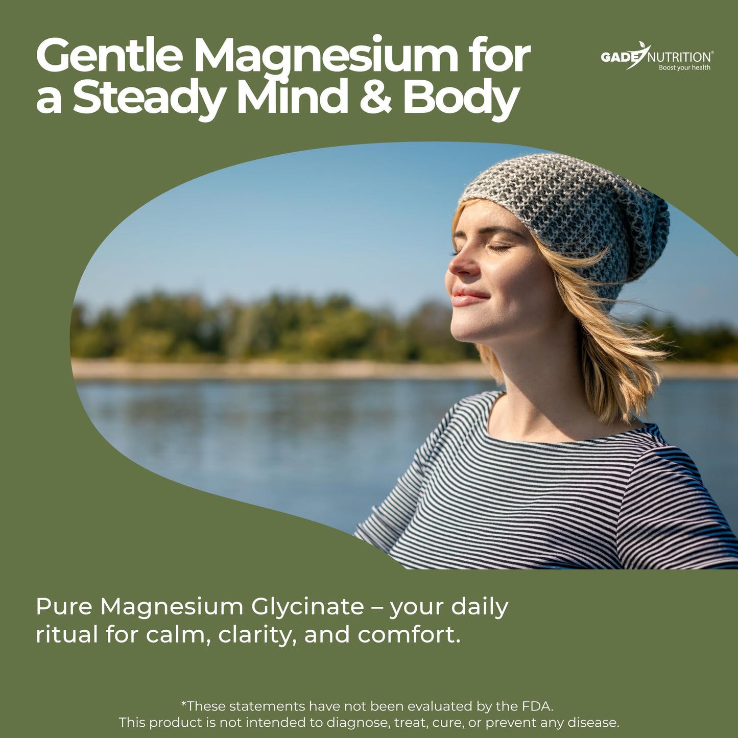 GADE NUTRITION BOOST YOUR HEALTH Pure Magnesium Glycinate Powder, 17.6 oz
