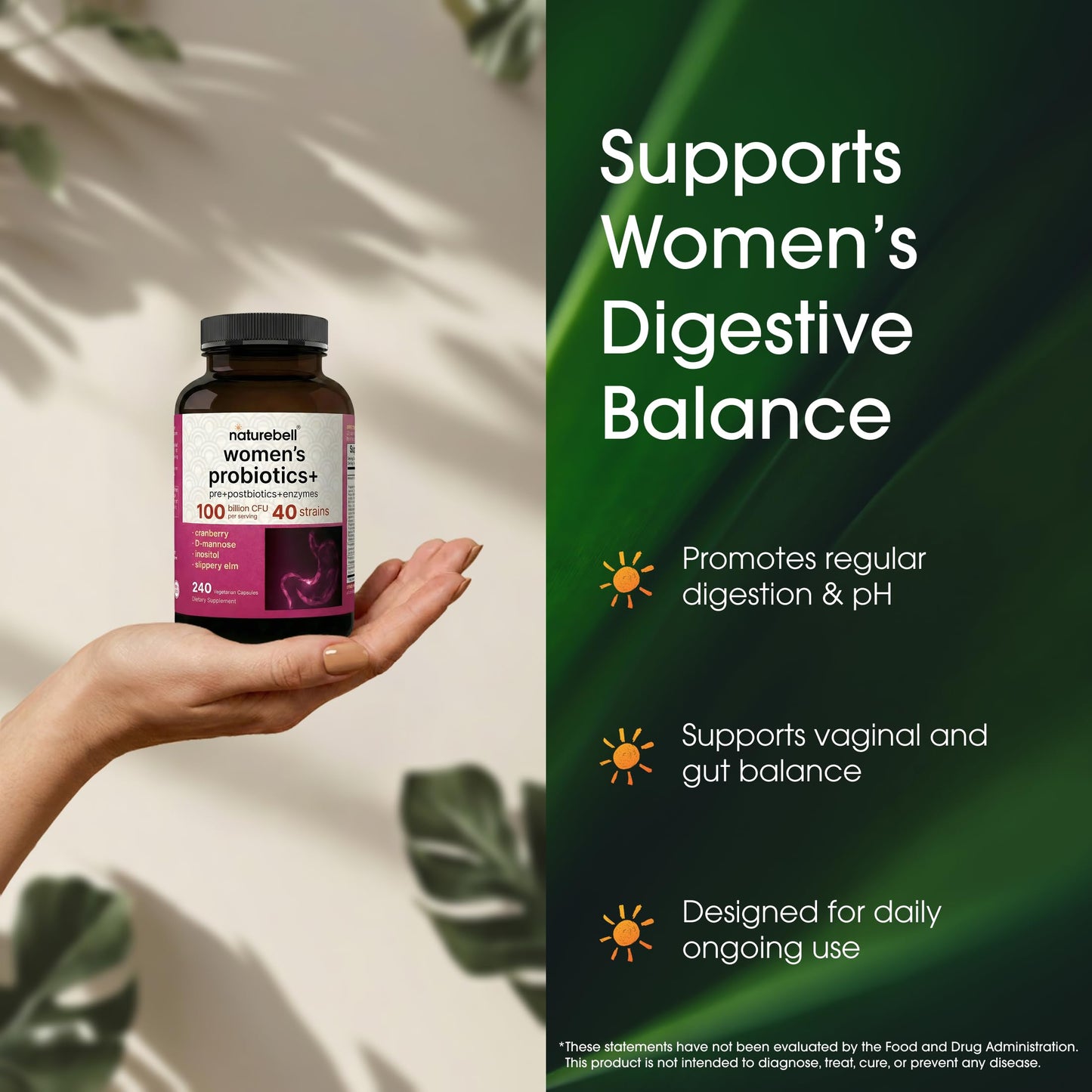 NatureBell Women's Probiotics+ 240 Vegetarian Capsules